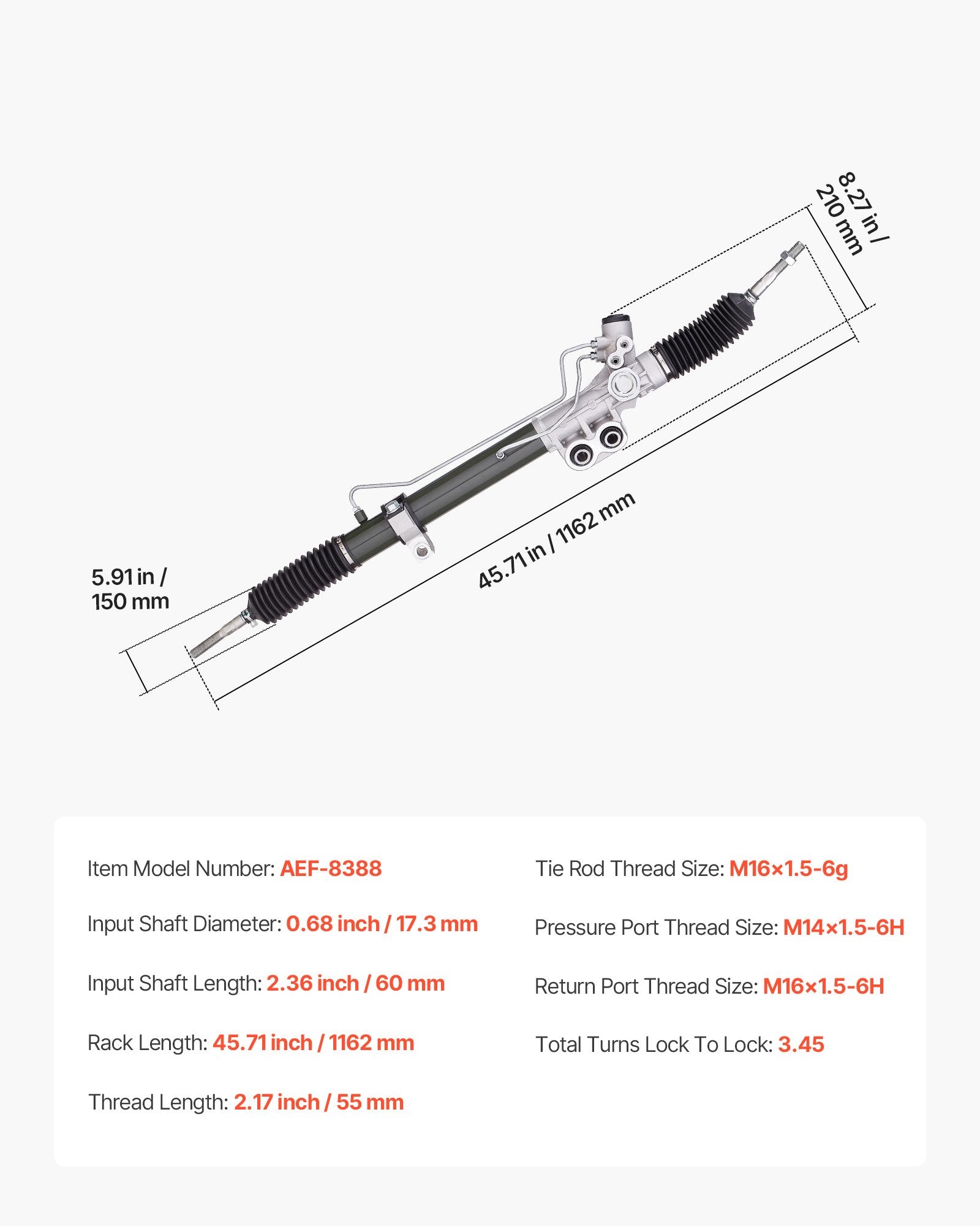 Hydraulic Power Steering Rack & Pinion Assembly for Nissan Frontier, Pathfinder, Xterra (2005-2020) - Premium Fit, Dust Boot, Enhanced Steering Performance