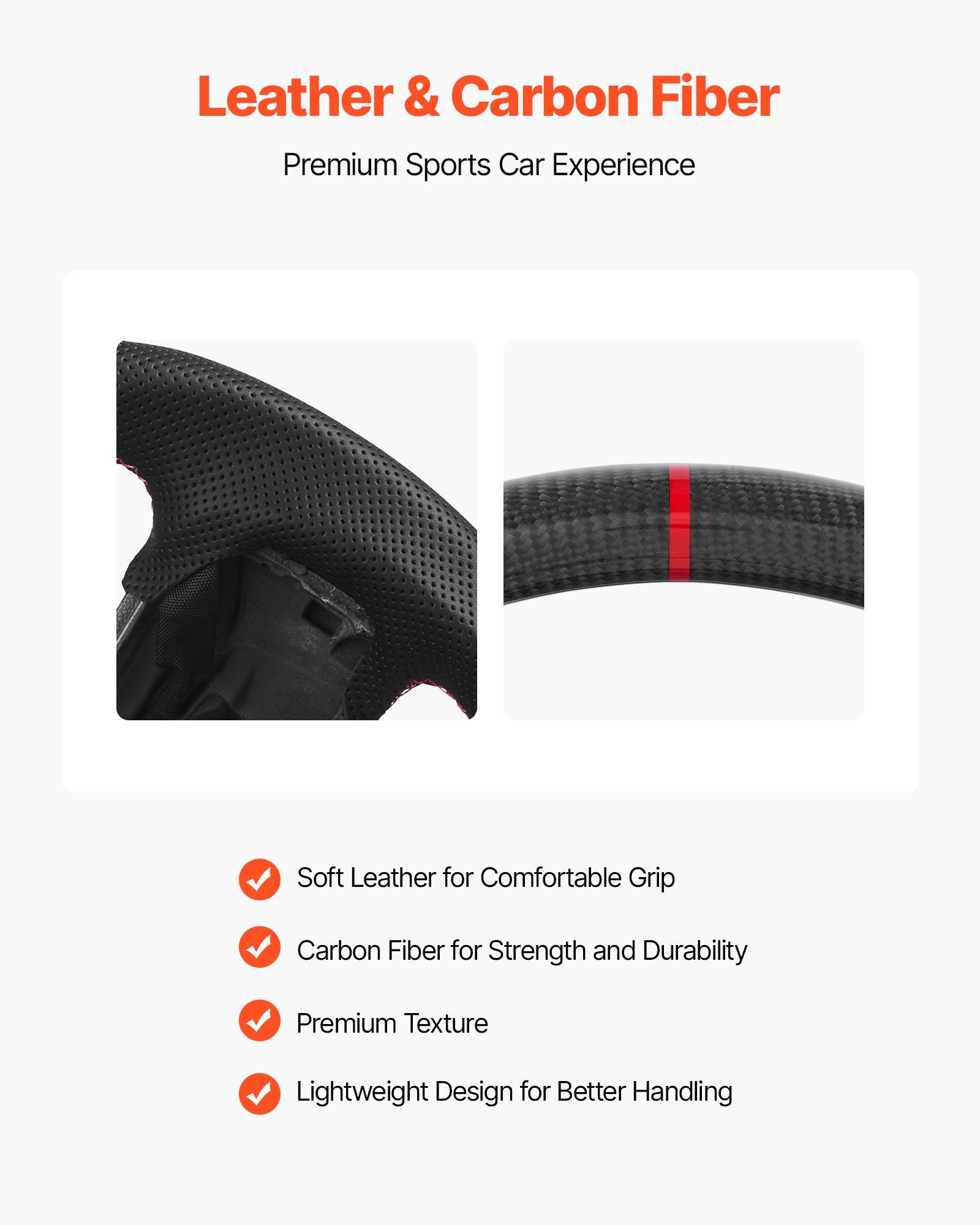 Premium Carbon Fiber Steering Wheel for Ford F150 2021-2024, D-Shaped Heated Design with Leather Grip, Non-Slip Texture, Black Replacement Accessory
