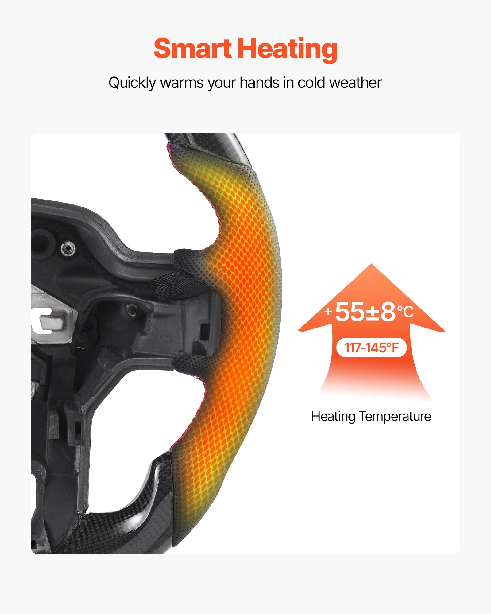 Premium Carbon Fiber Steering Wheel for Ford F150 2021-2024, D-Shaped Heated Design with Leather Grip, Non-Slip Texture, Black Replacement Accessory