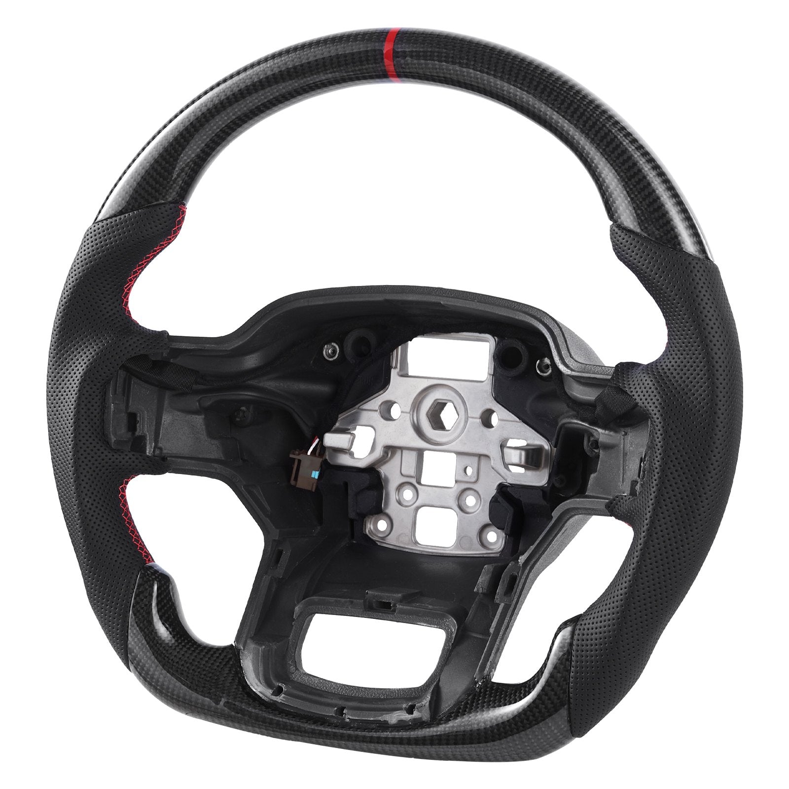 Premium Carbon Fiber Steering Wheel for Ford F150 2021-2024, D-Shaped Heated Design with Leather Grip, Non-Slip Texture, Black Replacement Accessory