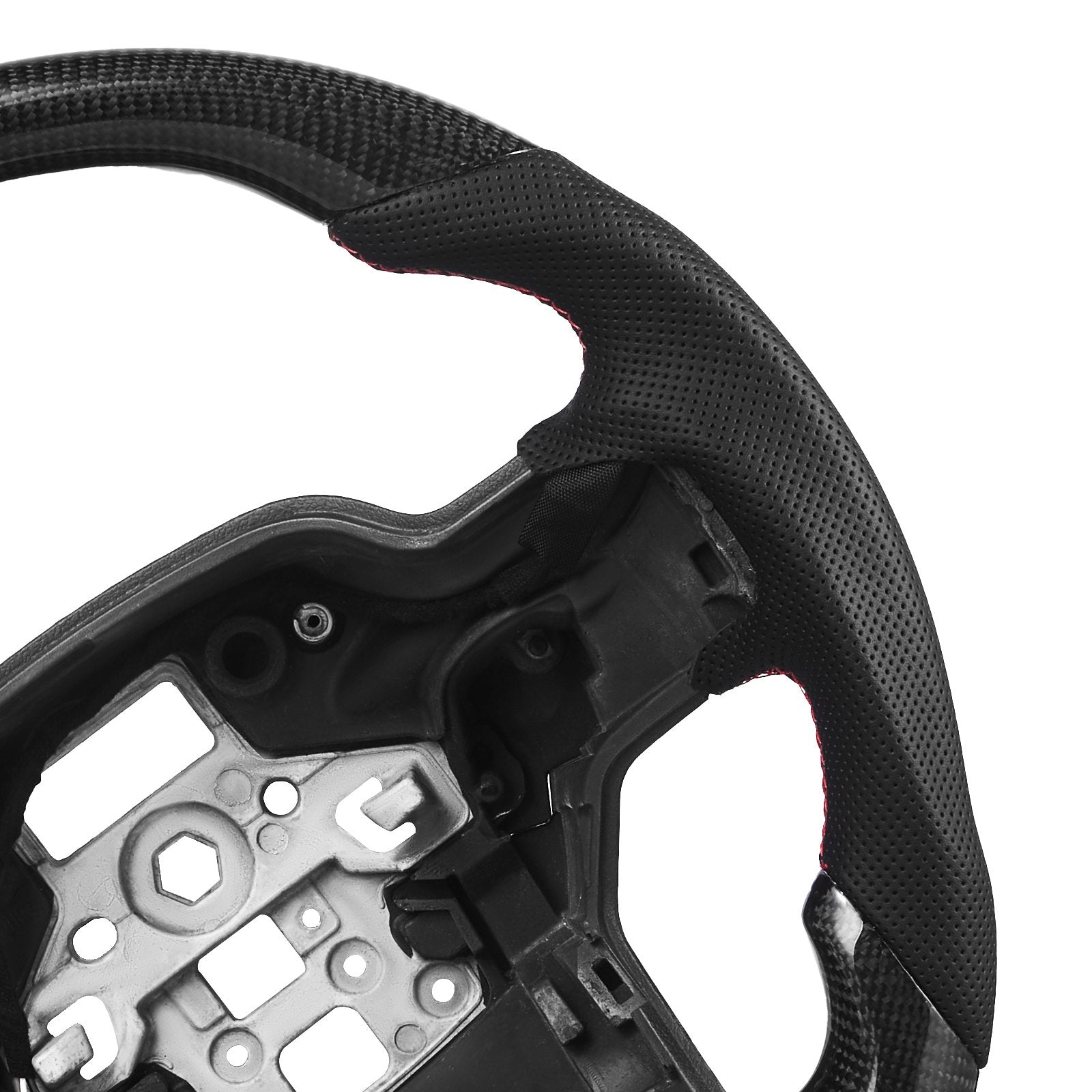 Premium Carbon Fiber Steering Wheel for Ford F150 2021-2024, D-Shaped Heated Design with Leather Grip, Non-Slip Texture, Black Replacement Accessory