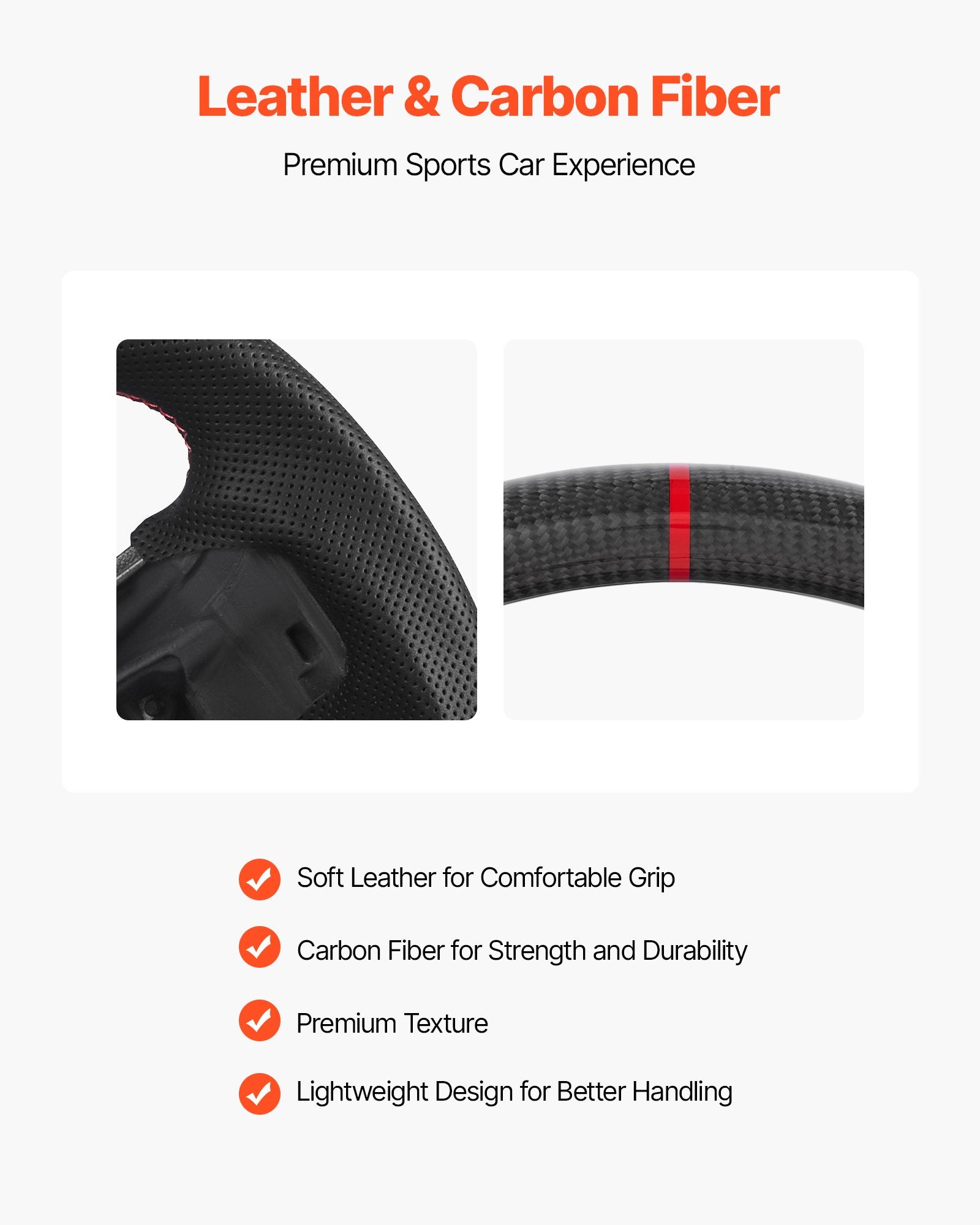 Carbon Fiber D-Shaped Steering Wheel for 2021-2024 Ford F150 - Flat-Bottom, Leather Grip, Non-Slip Texture, Premium Replacement, Black