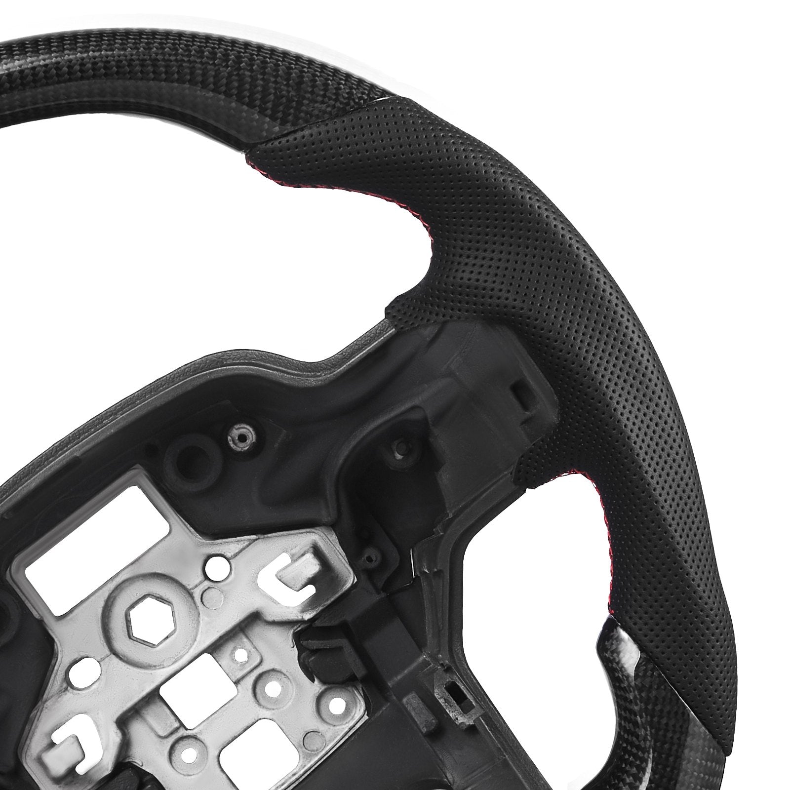 Carbon Fiber D-Shaped Steering Wheel for 2021-2024 Ford F150 - Flat-Bottom, Leather Grip, Non-Slip Texture, Premium Replacement, Black
