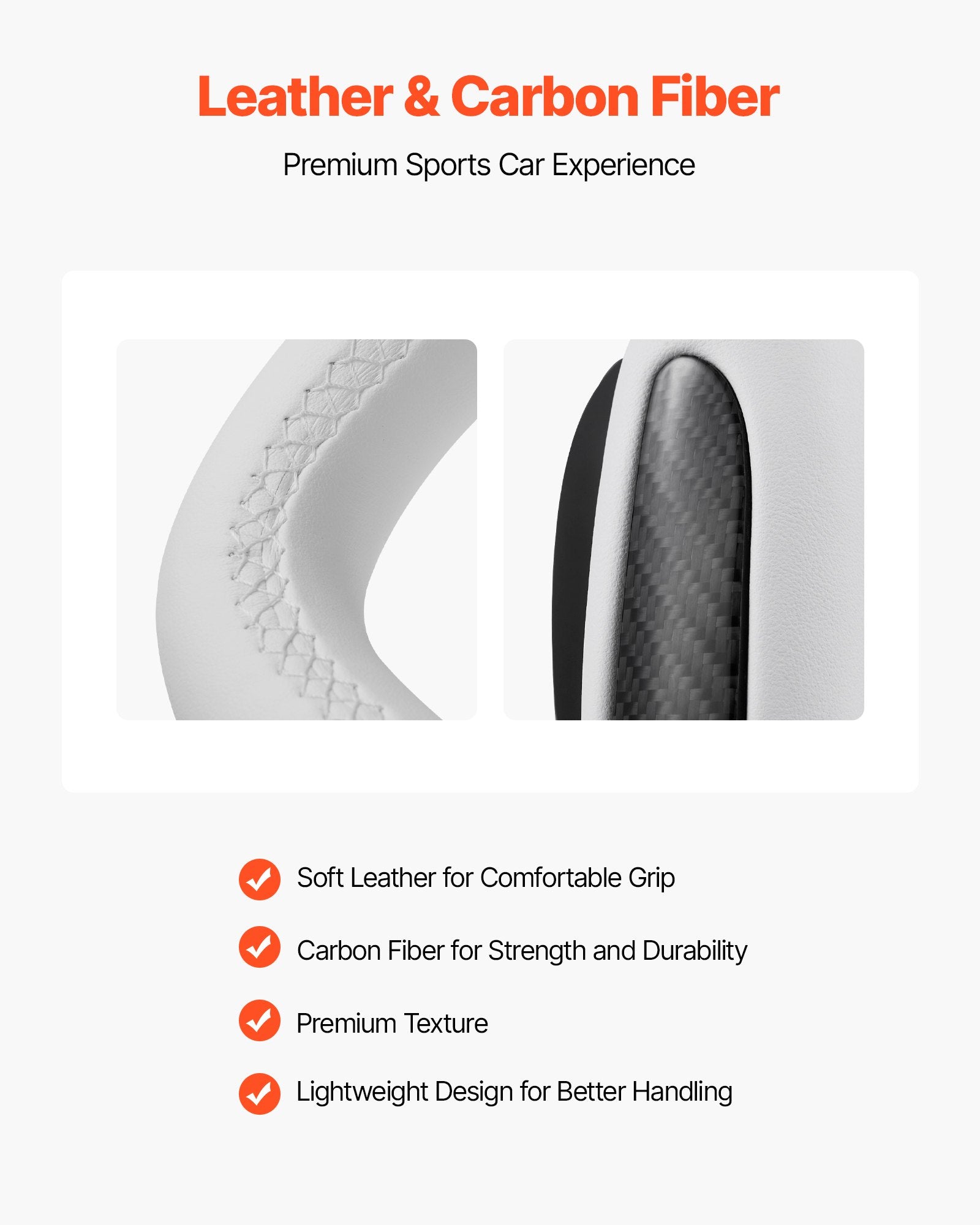 Enhanced D-Shaped Heated Steering Wheel for 2016-2023 Tesla Model 3 - Carbon Fiber, Leather Grip, Flat-Bottom, White, Easy Install