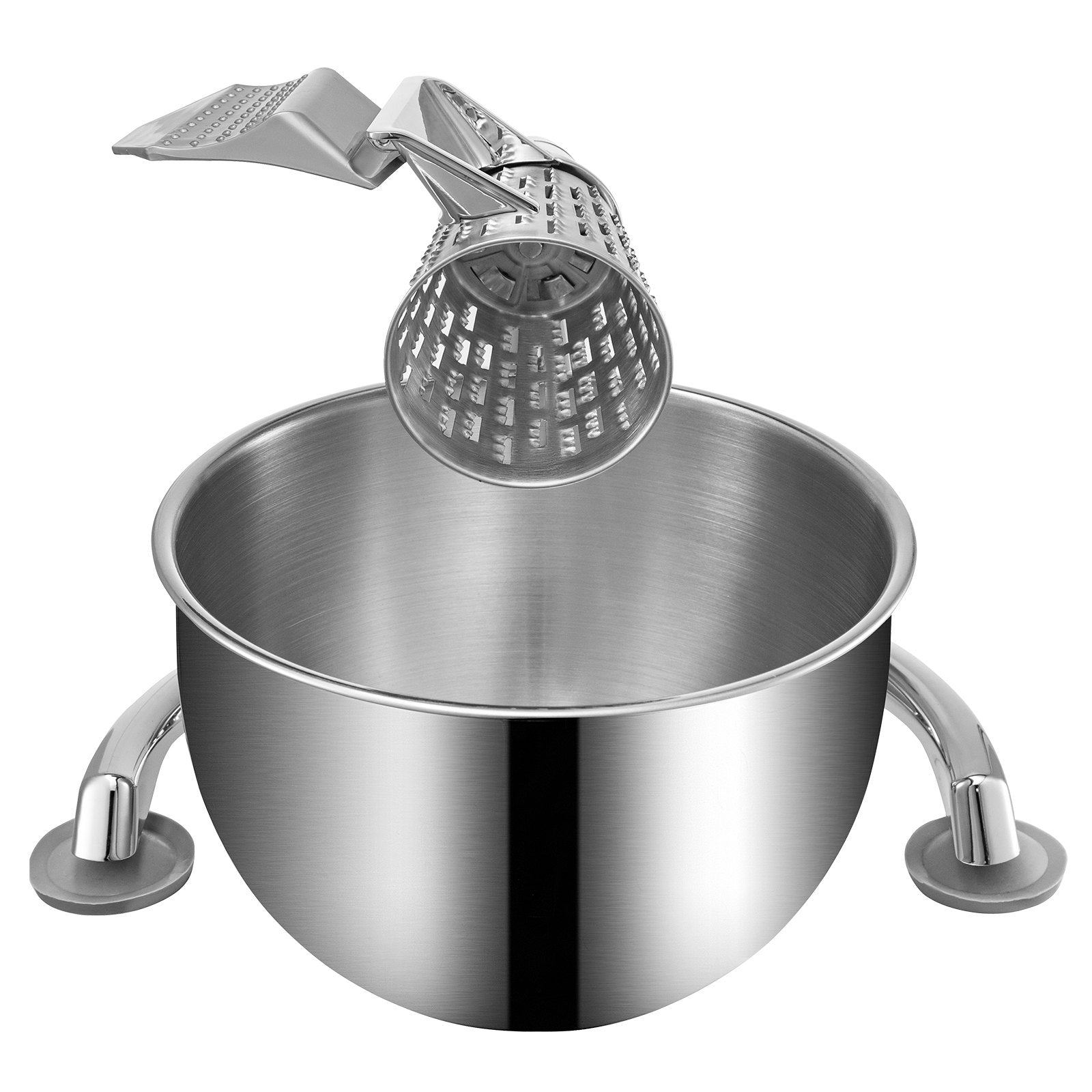 Efficient Zinc Alloy Rotary Cheese & Vegetable Grater with 5 Stainless Steel Cones, 2.5L Bowl, Non-Slip Suction, Manual Mandoline Shredder