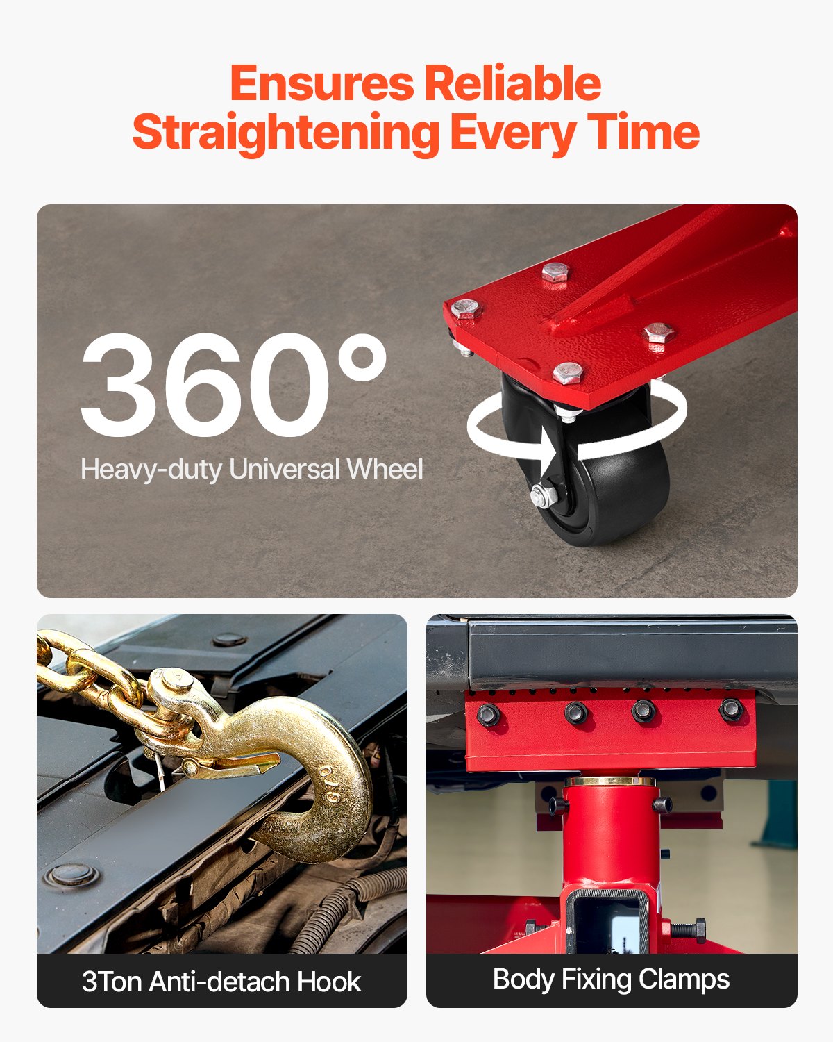 Heavy-Duty Auto Body Frame Straightener: 6T Tension, 6000PSI Hydraulic Pump, 16 Tools for Sedan, SUV, Pickup Repair Shop Use