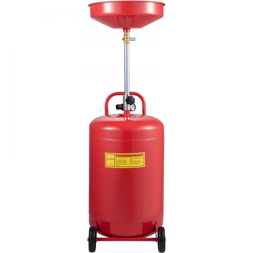 Portable 20 Gallon Waste Oil Drain Tank with Adjustable Funnel and Air Operated System for Efficient Oil Changes and Fluid Transfer