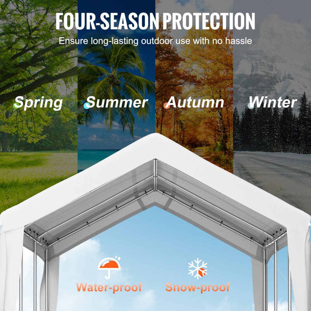 Sturdy 10 x 20 ft Outdoor Car Canopy Shelter Tent for Vehicles and Events - White (Poles Excluded)