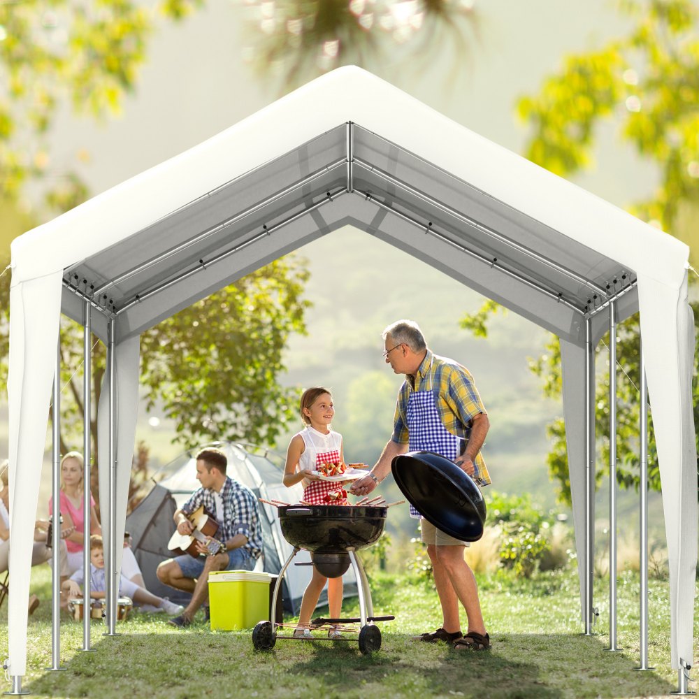 Sturdy 10 x 20 ft Outdoor Car Canopy Shelter Tent for Vehicles and Events - White (Poles Excluded)