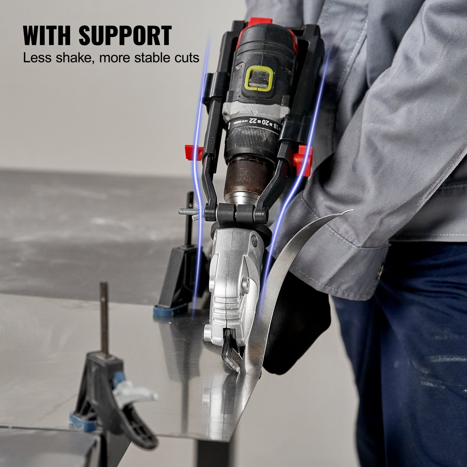 Heavy-Duty Metal Cutter Drill Attachment with 360° Pivoting Head for Precision Cutting of Steel, Aluminum, and Galvanized Sheets