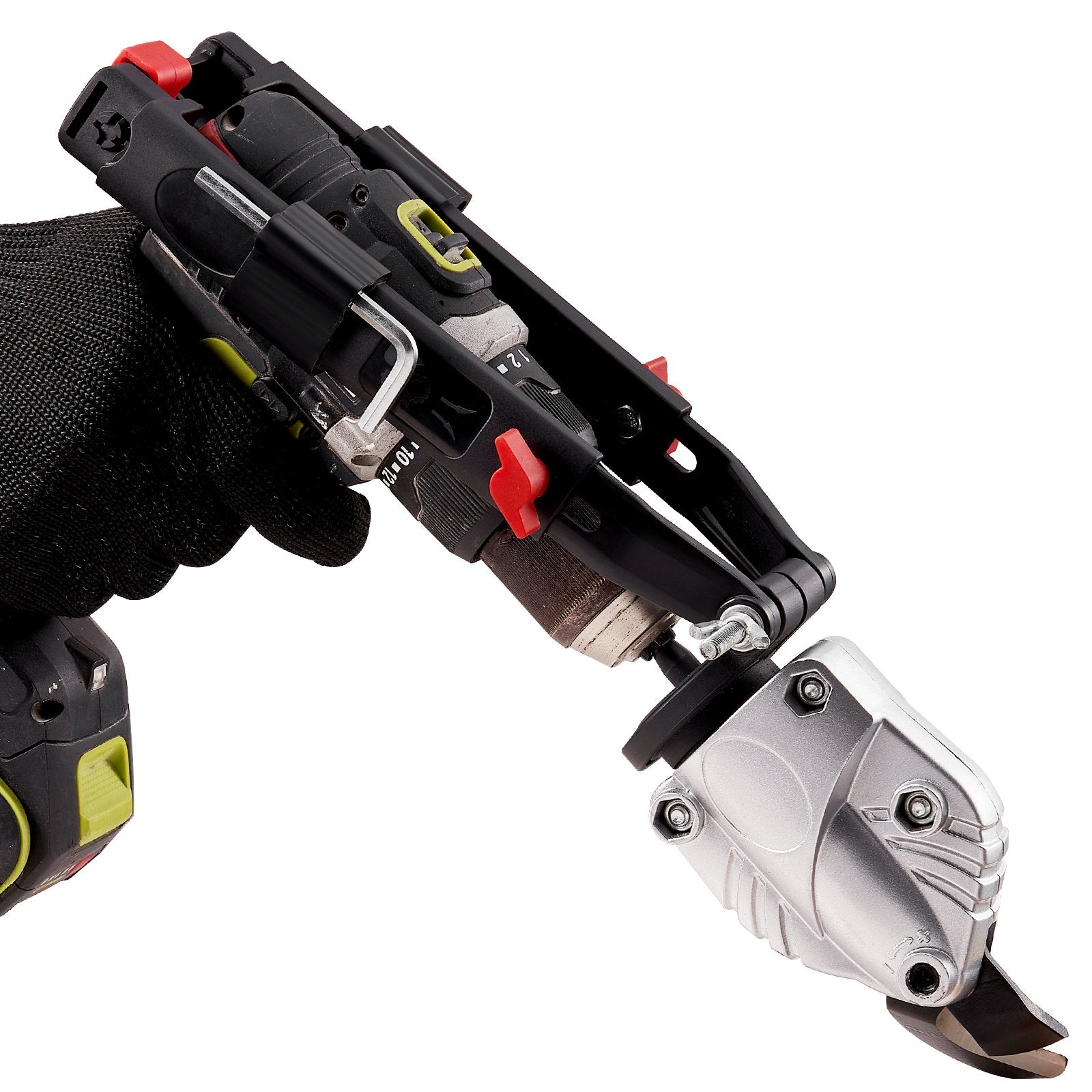 Heavy-Duty Metal Cutter Drill Attachment with 360° Pivoting Head for Precision Cutting of Steel, Aluminum, and Galvanized Sheets