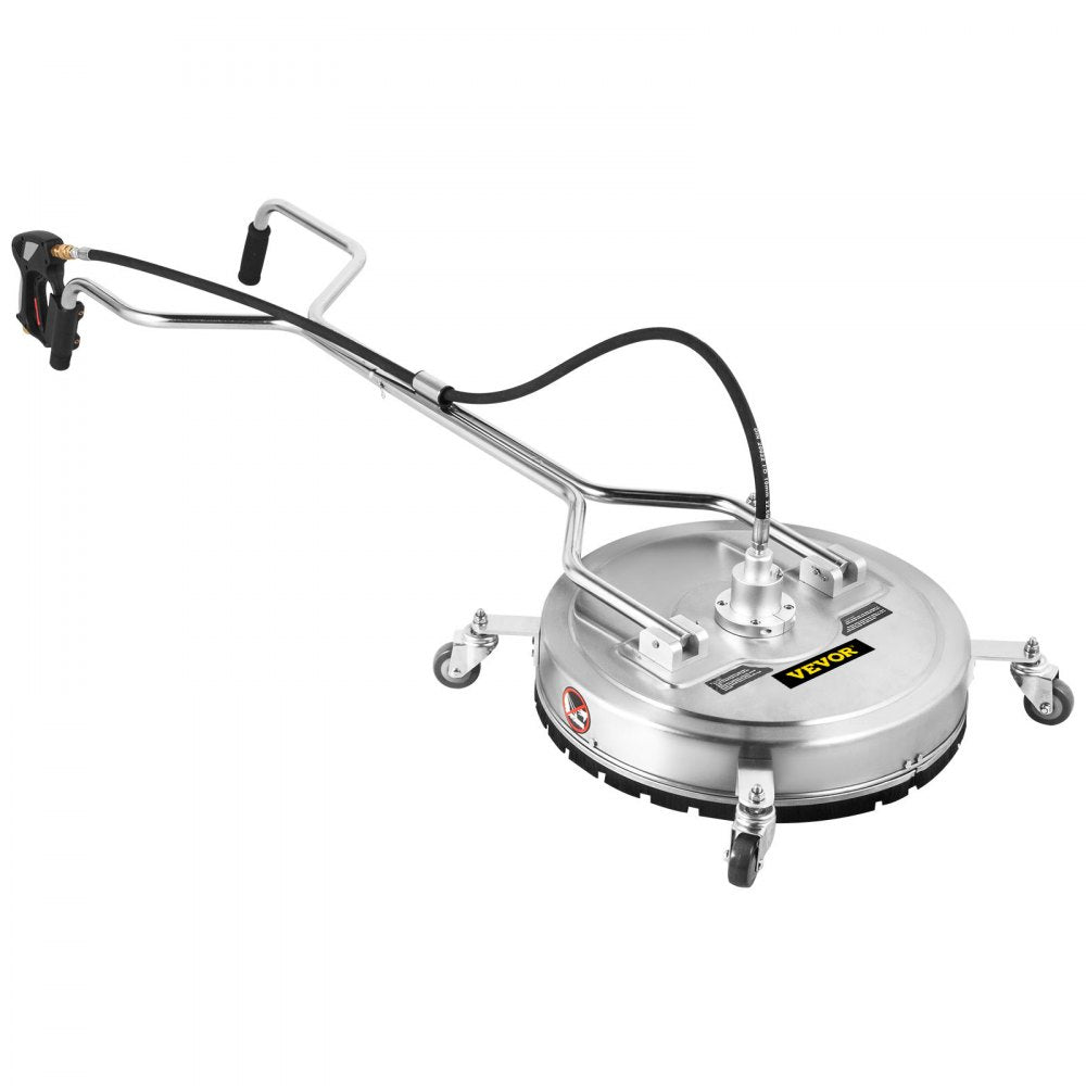 VEVOR Pressure Washer Surface Cleaner, 24'', Max. 4000 PSI Pressure by 2 Nozzles for Cleaning Driveways, Sidewalks, Stainless Steel Frame w/ Rotating Dual Handle, Wheels, Fit for 3/8'' Quick Connector