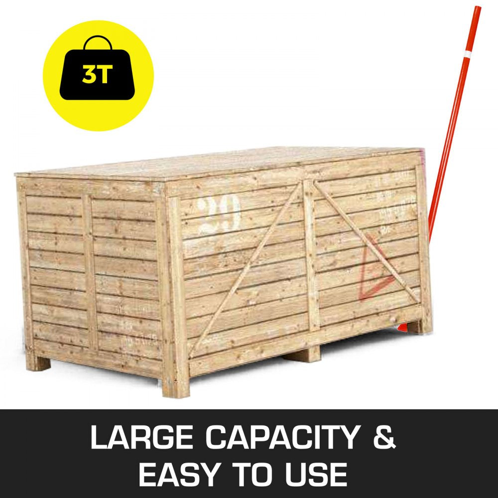 3t Pry Lever Bar 6600lbs Capacity Steel Pry Lever Bar W/wheels 5' Length Handle