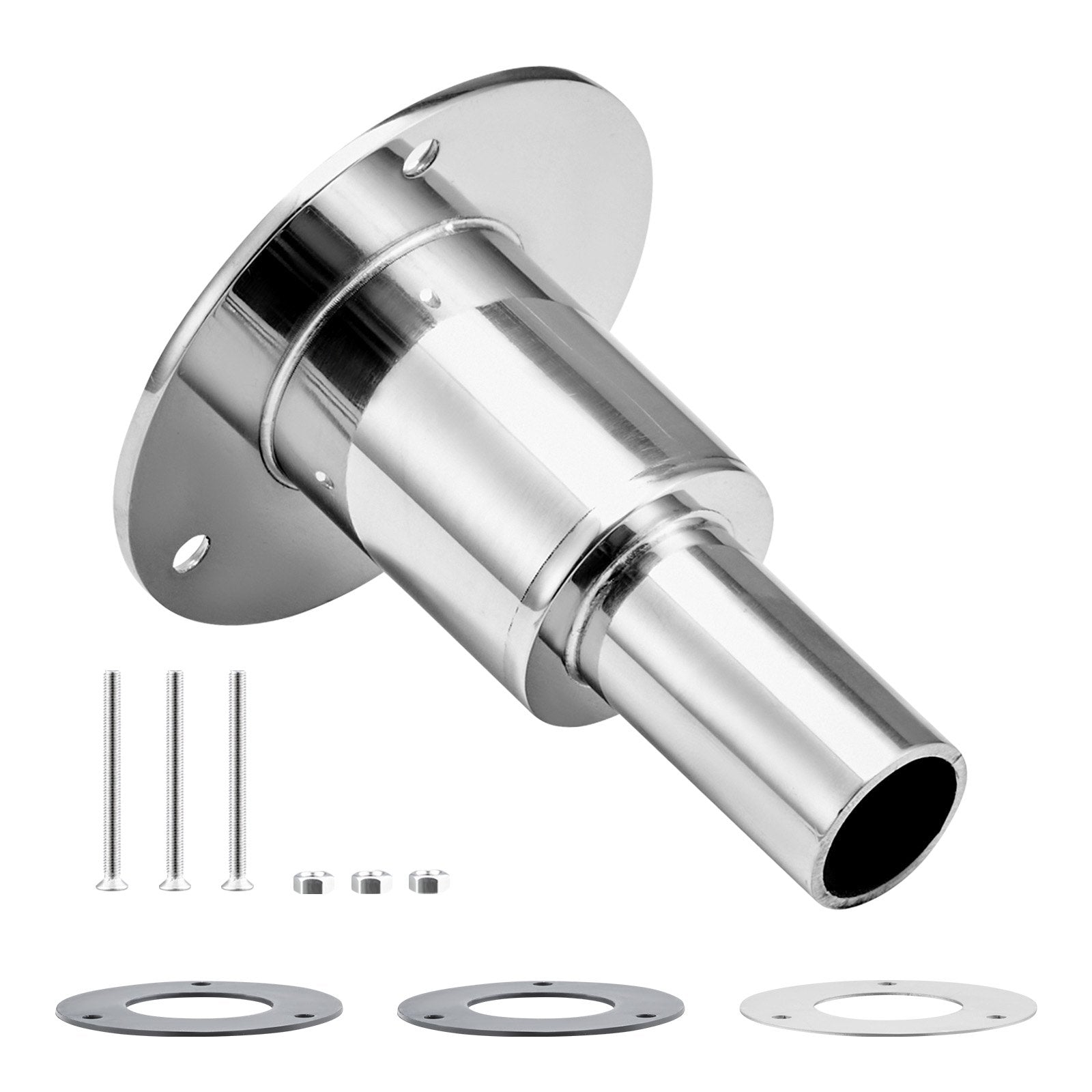 Thru Hull Exhaust Fitting Kit, 0.94 Inch Stainless Steel Exhaust Outlet for Diesel Heaters with Screws, Nuts, Gasket, Easy Installation, Durable Marine-Grade Accessory
