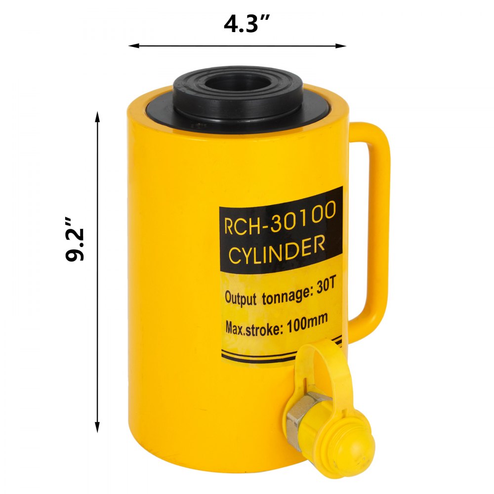 30ton 4"  100mm Stroke Hollow Hydraulic Cylinder Jack Straightening Metal Single Acting