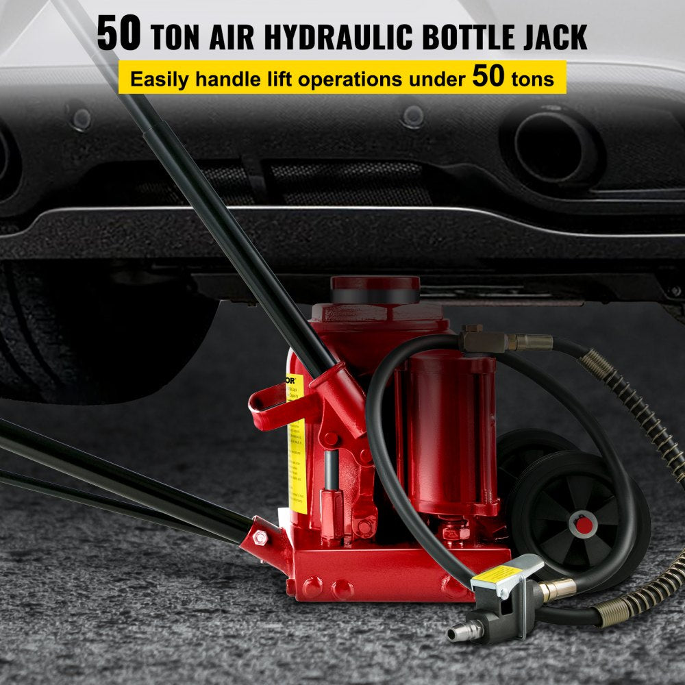 VEVOR Air Hydraulic Bottle Jack 50 Ton Bottle Jack 110231lbs Air Jack Rugged Steel Construction Heavy Duty for Auto Truck RV Repair Lift Tools