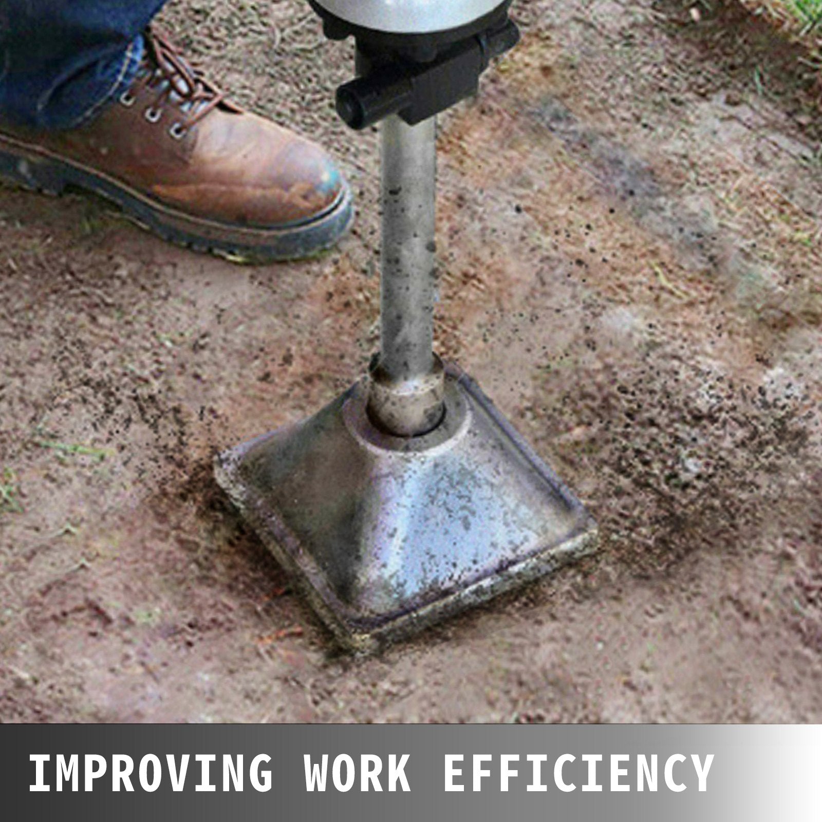 Heavy-Duty 1-1/8" Hex Tamper Shank with 6x6" Compactor Plate, Electric Chisel, and Demolition Jackhammer Bits for Concrete and Asphalt Compacting