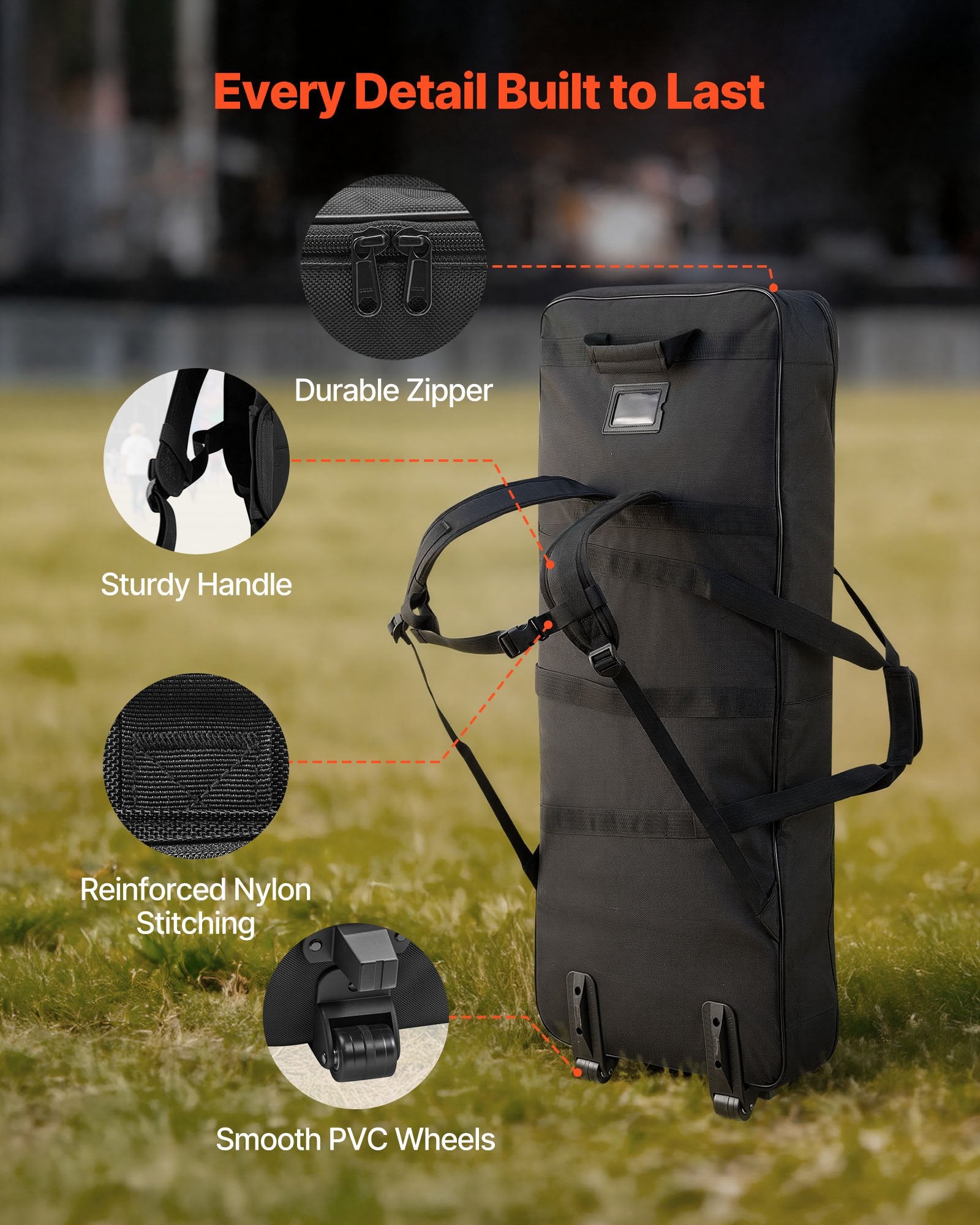 Robust 88-Key Rolling Keyboard Case with Wheels, 40.9 x 16.9 x 5.1 in, Padded Gig Bag, 3-Pocket Storage, Waterproof for Electric Pianos & Synths