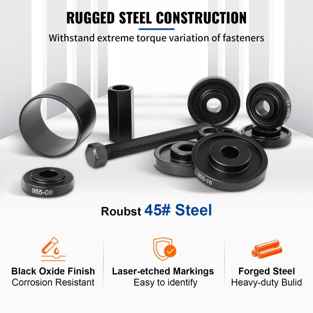 Comprehensive 25-Piece Front Wheel Bearing Adapter and Puller Kit for FWD Cars and Light Trucks - Durable 45# Steel Construction for Easy Removal and Installation