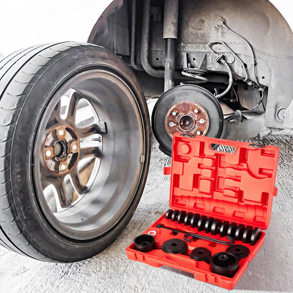 Comprehensive 25-Piece Front Wheel Bearing Adapter and Puller Kit for FWD Cars and Light Trucks - Durable 45# Steel Construction for Easy Removal and Installation