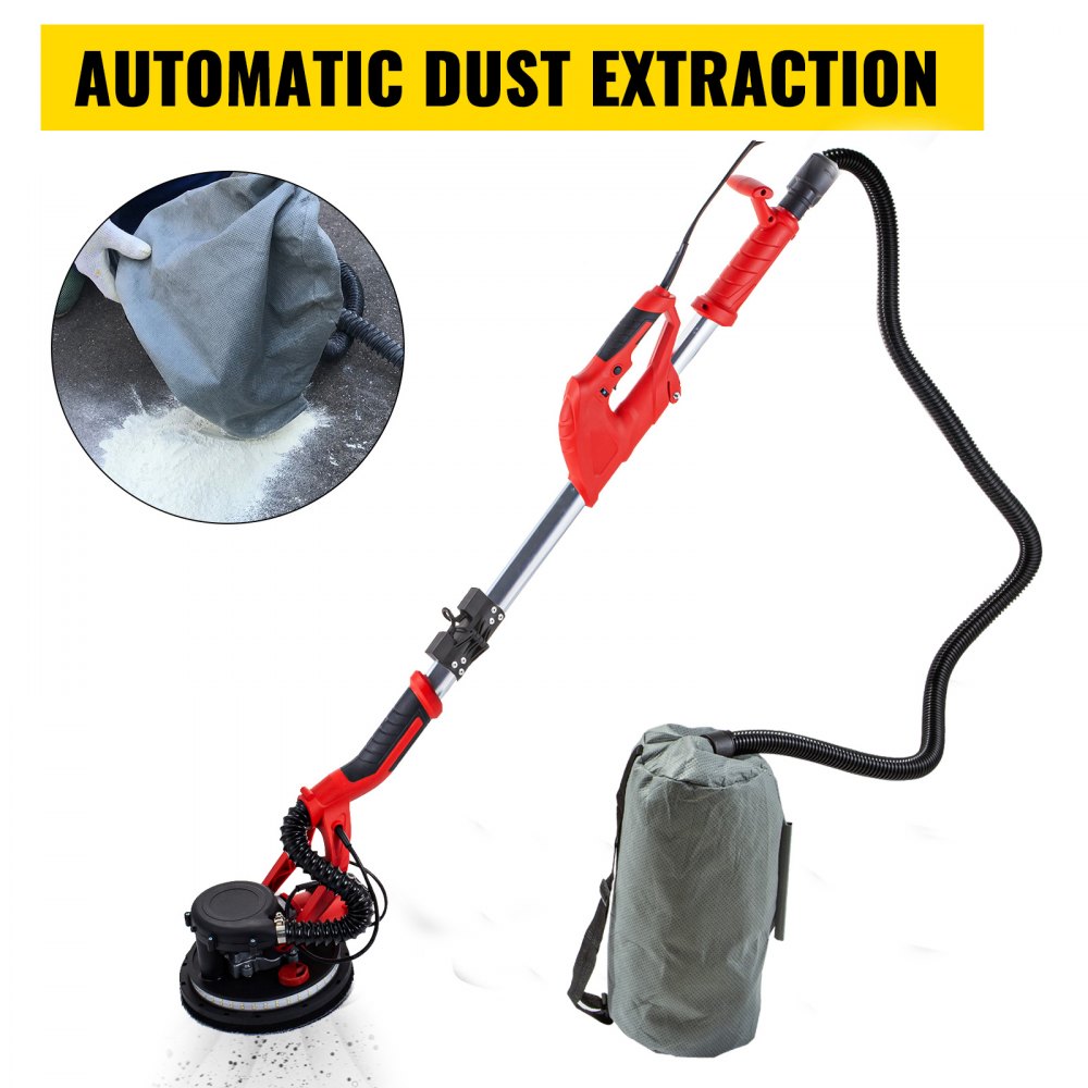 Powerful 850W Electric Drywall Sander with Adjustable Speed and LED Light, Featuring Foldable Design and Vacuum Bag for Efficient Wall Sanding