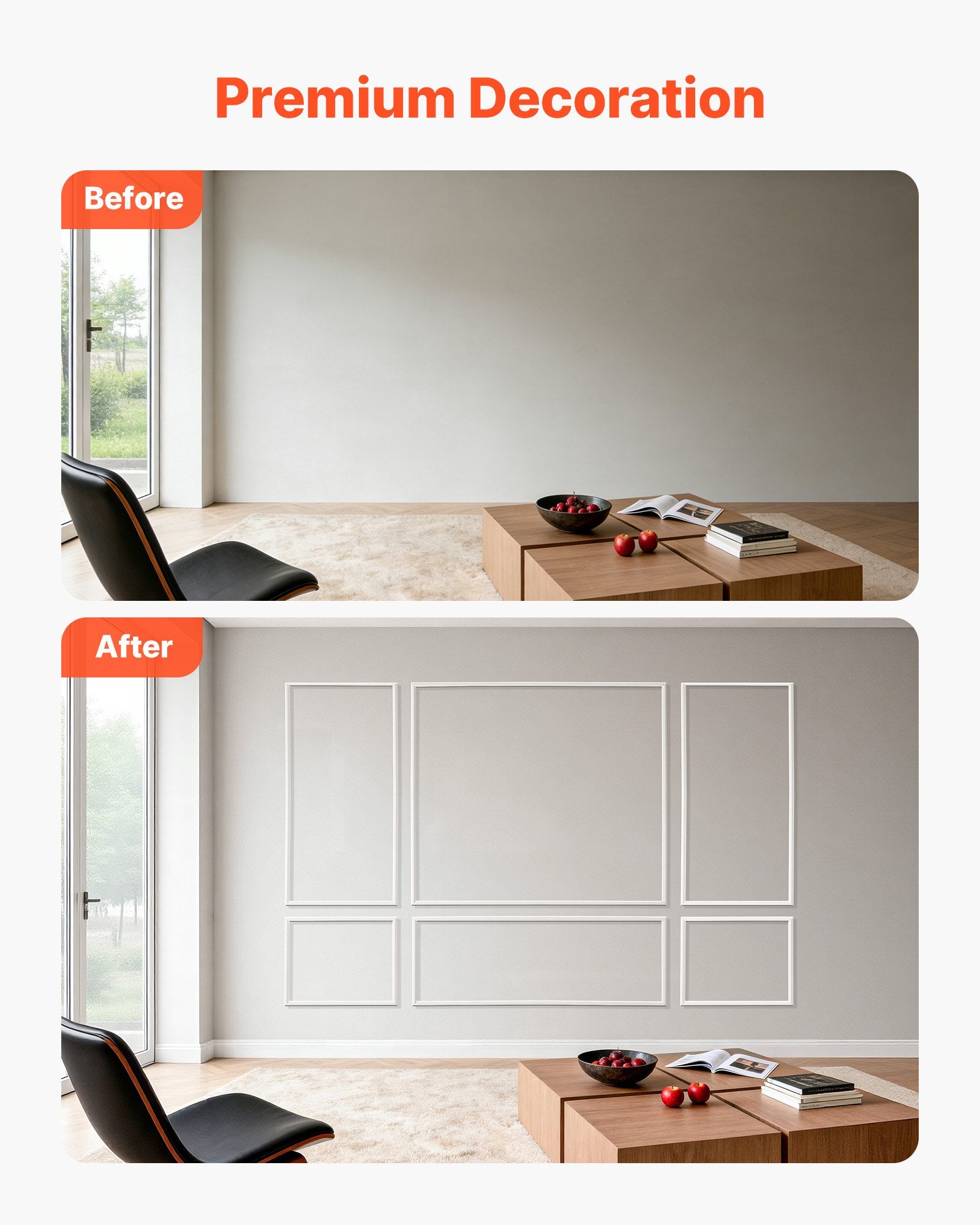Transform Your Interior with Easy-to-Install White Wainscoting Panels – Lightweight, Paintable Polystyrene Wall Molding Kit for Home Décor