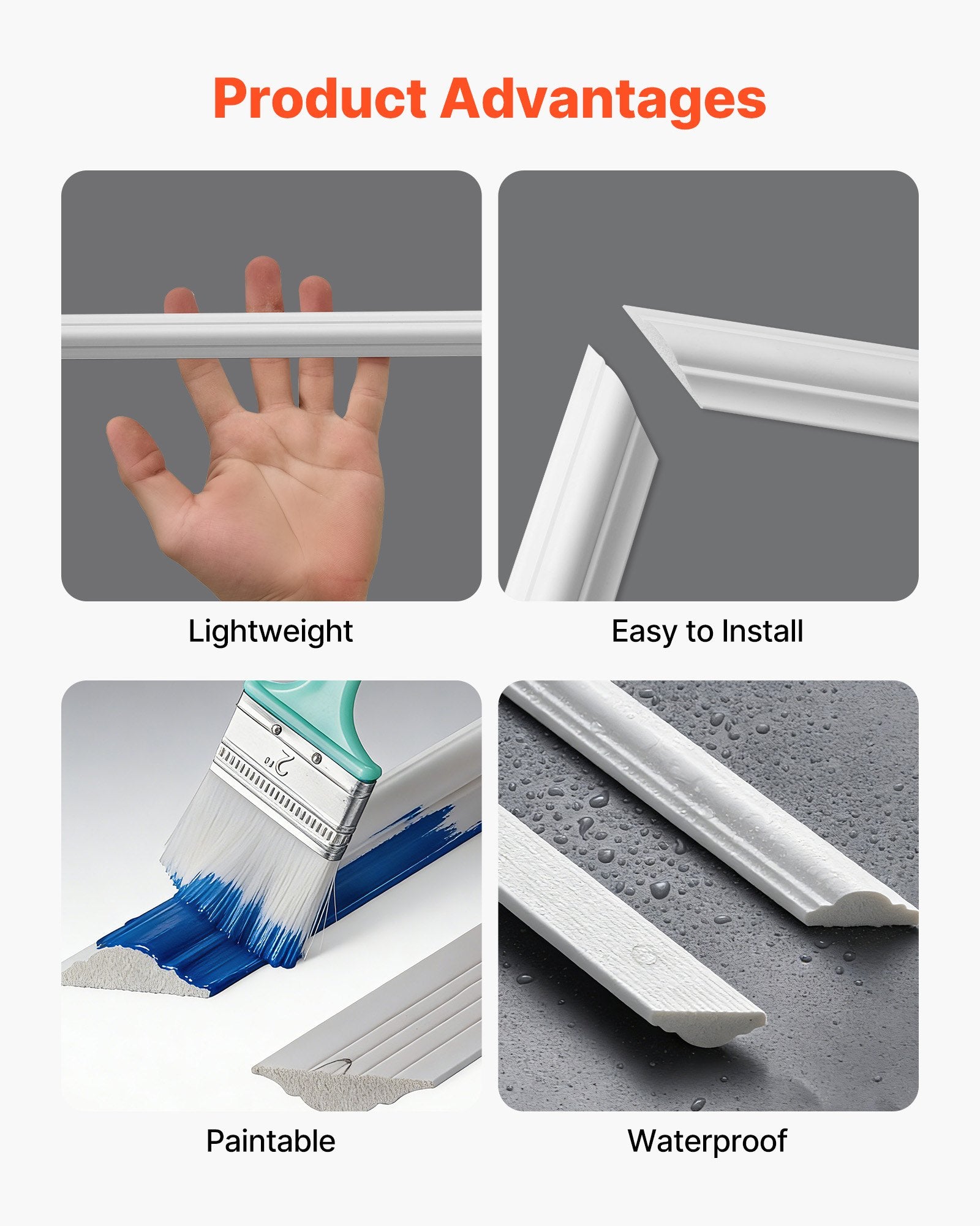 Elegant Wall Molding & Wainscoting Kit – Lightweight, Paintable Polystyrene Panels for Easy Home Accent Decor in Living Room & Bedroom (White, 3 Pack)
