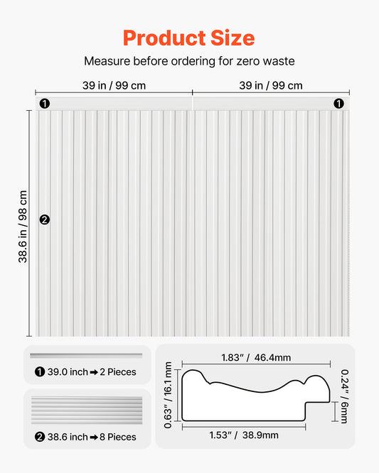 Elegant White Wall Molding Kit - Versatile Wainscoting Panels, Paintable Polystyrene, Easy Install Trim for Stylish Interior Décor in Living Rooms & Bedrooms (77.5 x 38.6 in)