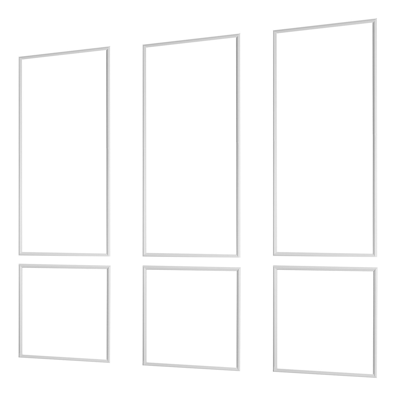 3-Piece Wall Molding & Wainscoting Panels Kit: Lightweight, Paintable, Waterproof Polystyrene Trim for Interior Décor, Easy Installation, White