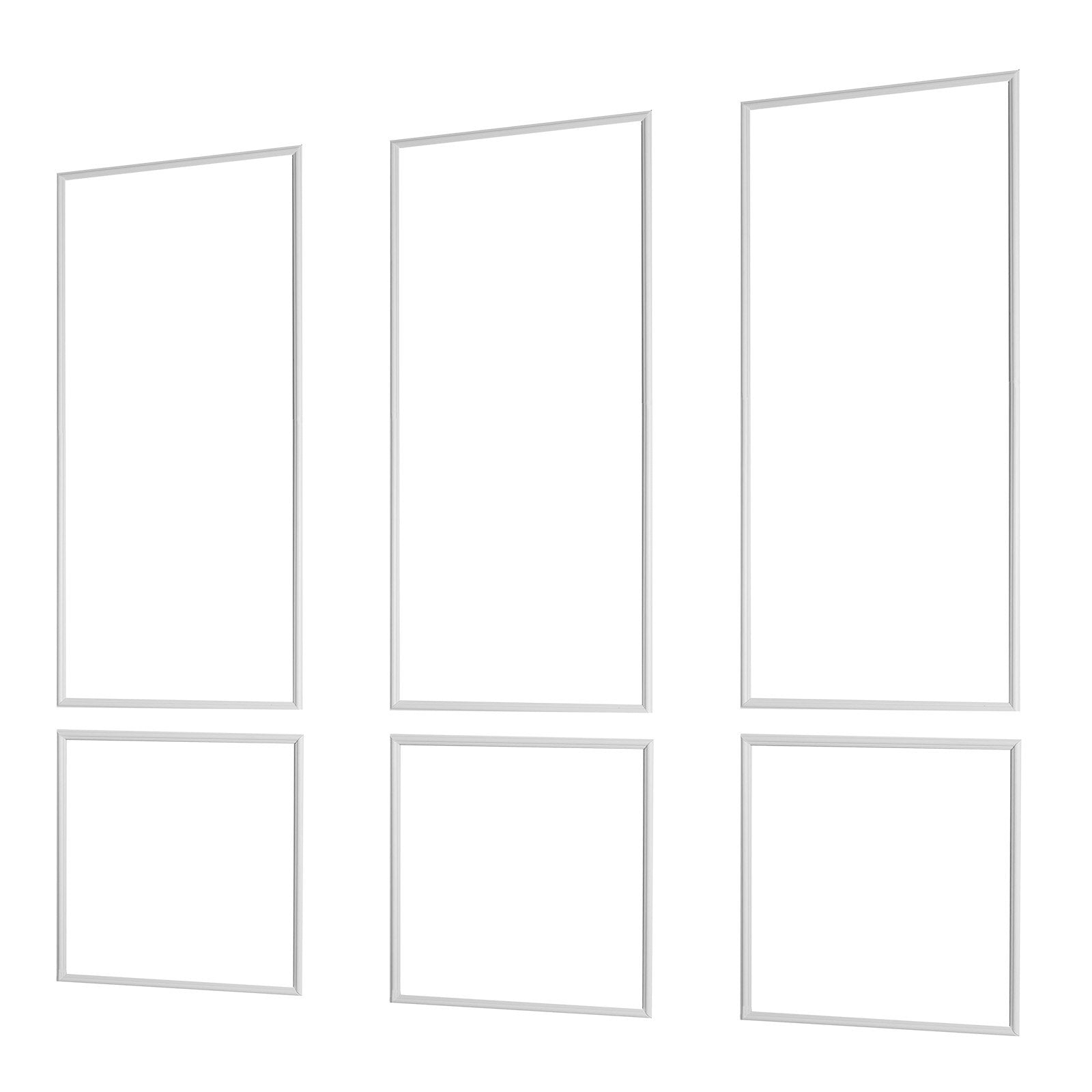 3-Piece Wall Molding & Wainscoting Panels Kit: Lightweight, Paintable, Waterproof Polystyrene Trim for Interior Décor, Easy Installation, White