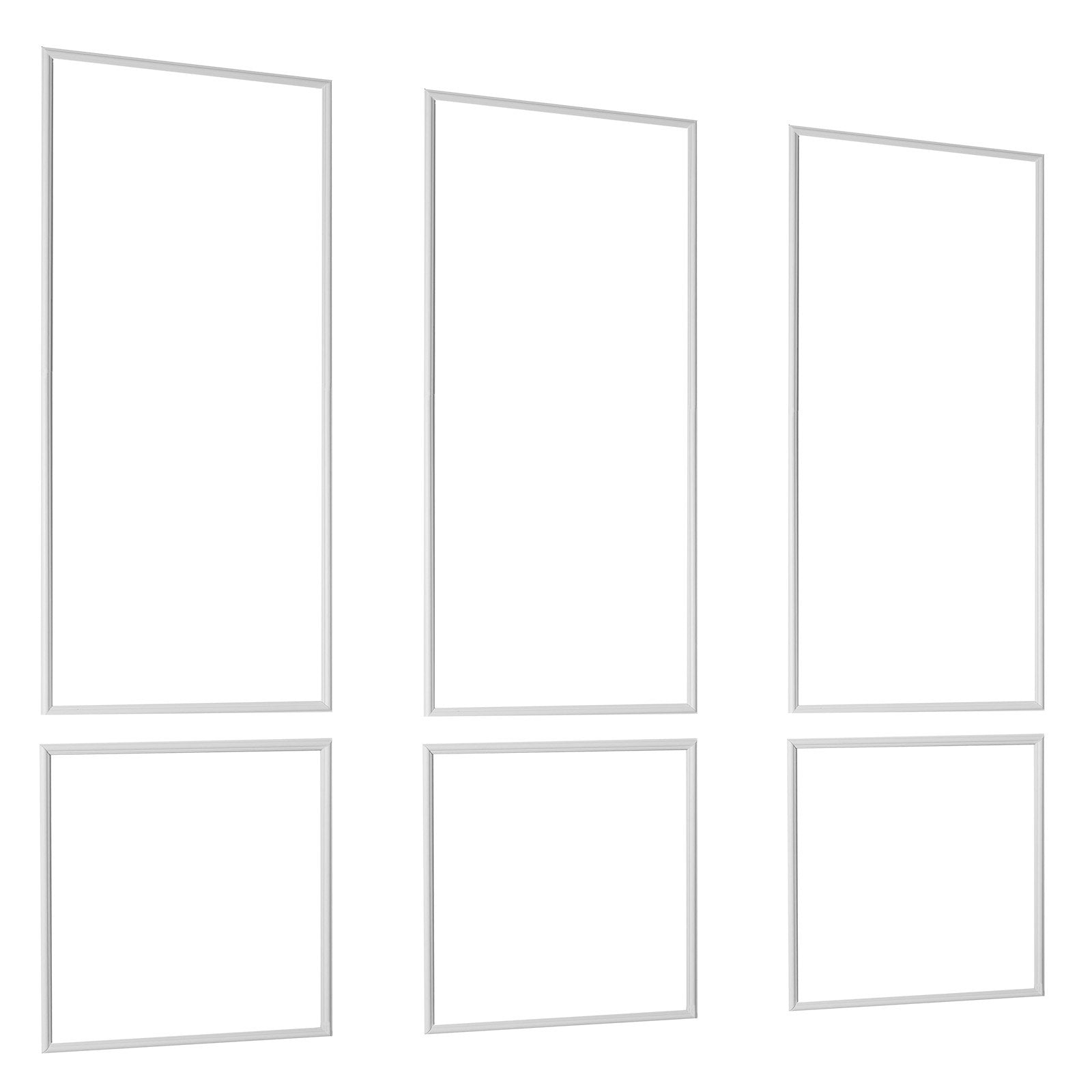 3-Piece Wall Molding & Wainscoting Panels Kit: Lightweight, Paintable, Waterproof Polystyrene Trim for Interior Décor, Easy Installation, White