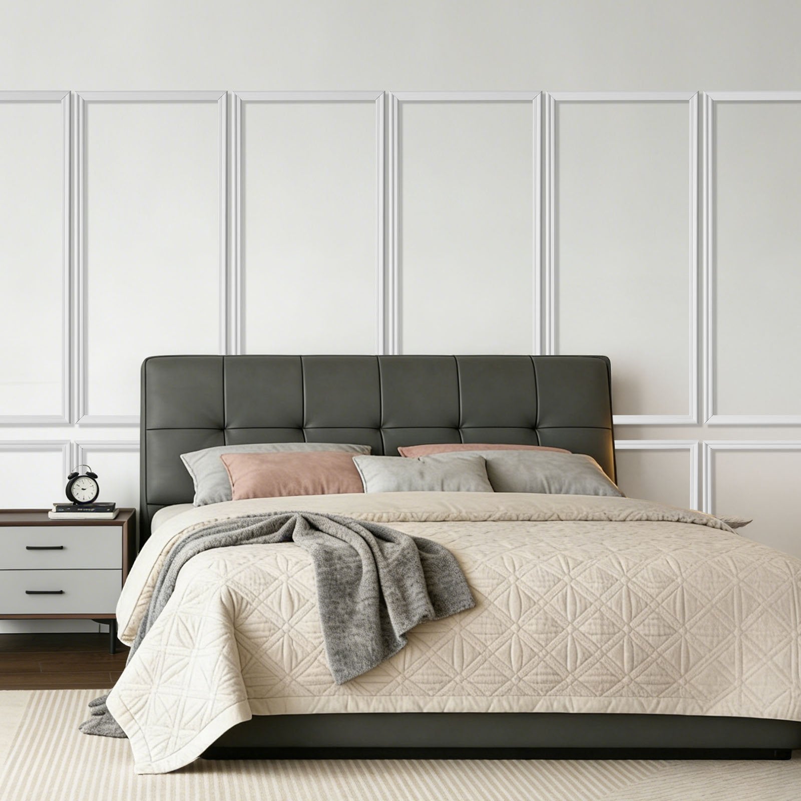 Elegant Wall Molding Panels Kit - 6 Pack, Polystyrene Wainscoting, Easy Install, Waterproof, Paintable Trim for Living Room, Bedroom Décor (24x54 + 24x24 in), White