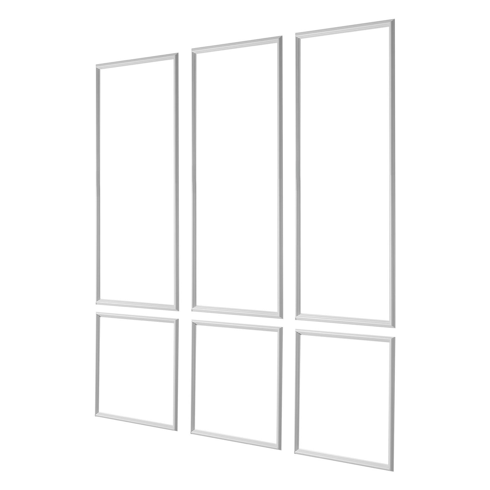 Classic White Wall Molding Panels Kit, Easy-Install Paintable Polystyrene, Waterproof Wainscoting Trim for Living Room, Bedroom Decor (24x54 + 24x24 in)
