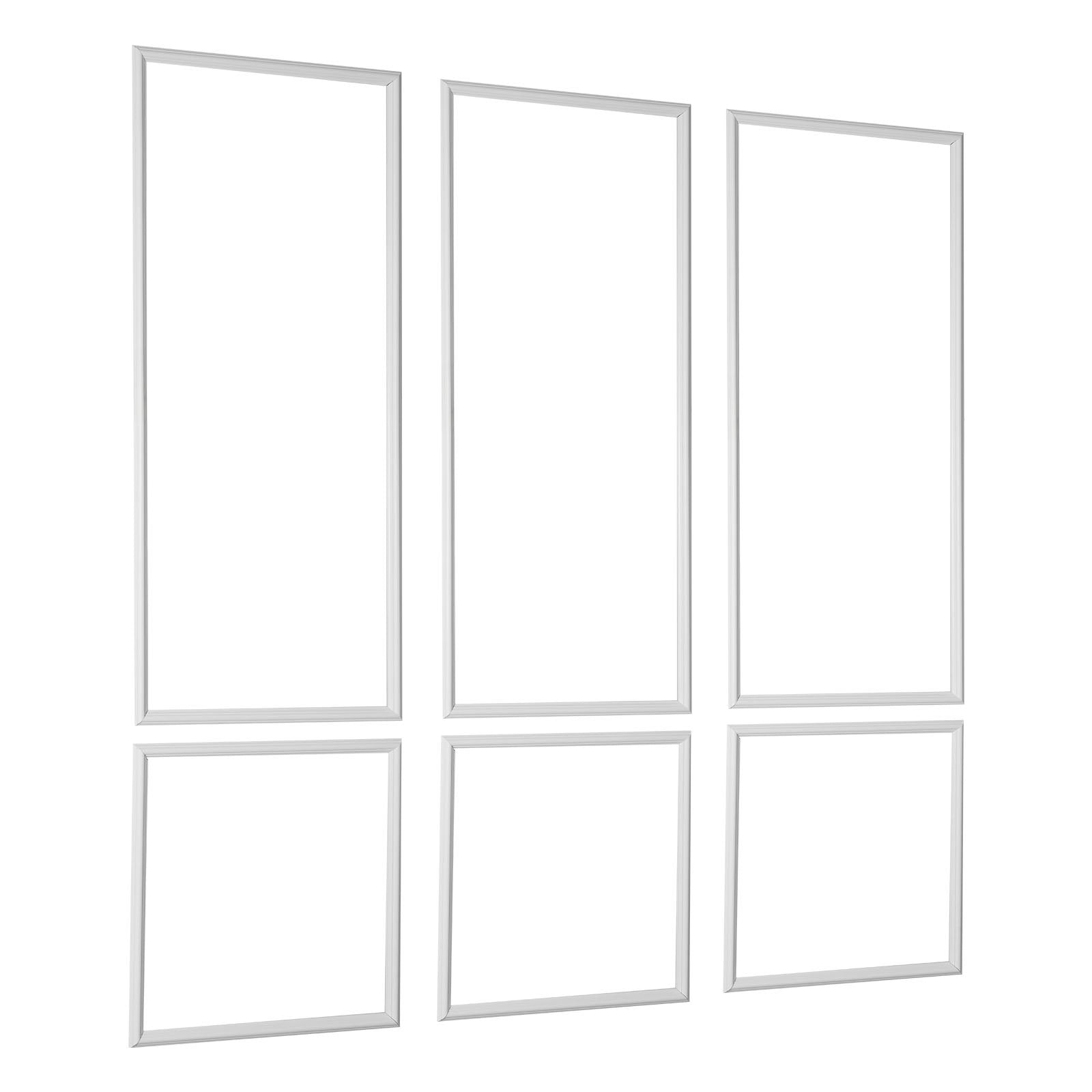 Classic White Wall Molding Panels Kit, Easy-Install Paintable Polystyrene, Waterproof Wainscoting Trim for Living Room, Bedroom Decor (24x54 + 24x24 in)