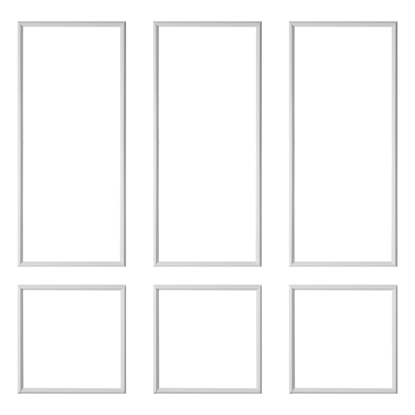 Classic White Wall Molding Panels Kit, Easy-Install Paintable Polystyrene, Waterproof Wainscoting Trim for Living Room, Bedroom Decor (24x54 + 24x24 in)
