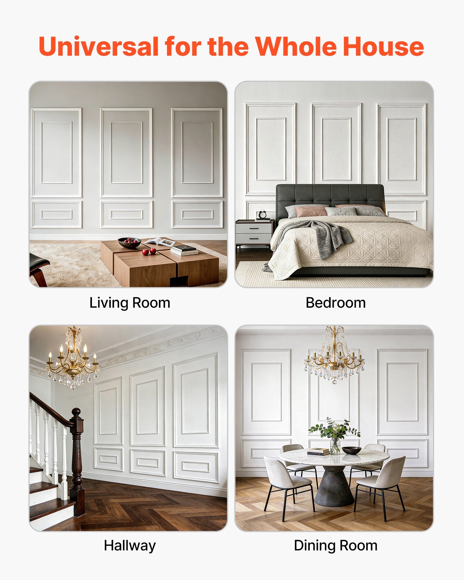 Transform Your Space with Our 3-Pack Wall Molding Kit, Lightweight Polystyrene Wainscoting Panels, Easy DIY Accent Trim for Living Room & Bedroom Decor