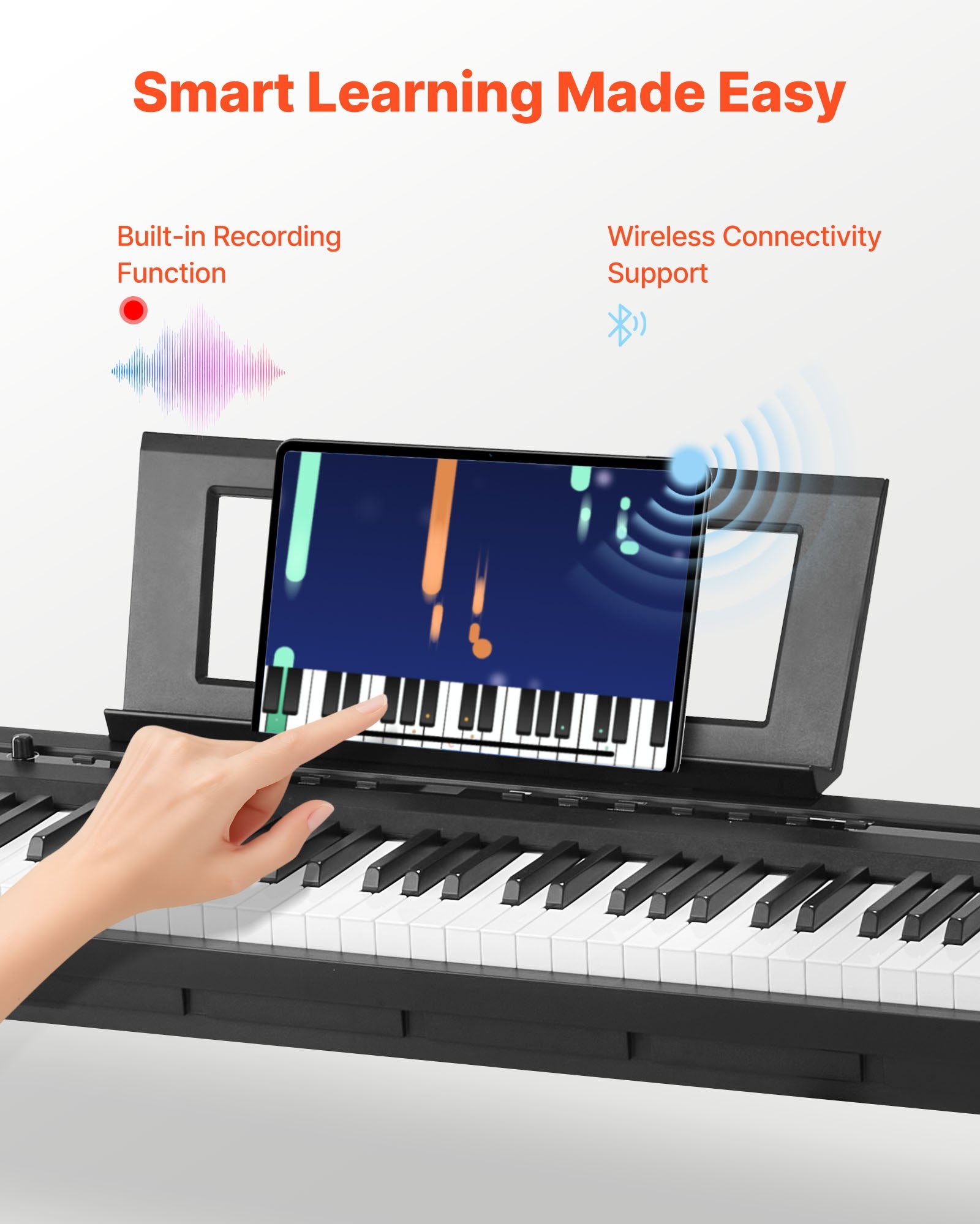 88-Key Fully Weighted Digital Piano with Dual Keyboard, Speakers, X Stand, Sustain Pedal, 280 Tones, Wireless, for Beginners