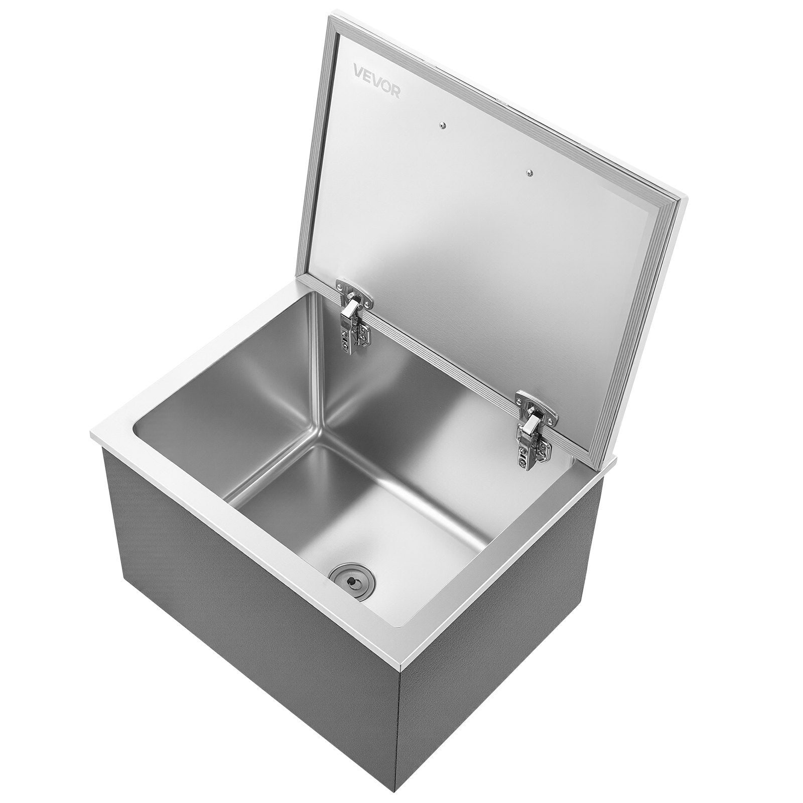 Stainless Steel Drop-In Ice Chest Cooler with Flip Lid, 113.7 Quart, Ideal for Outdoor Kitchens, Bars, and Patios, Includes Drain Pipe for Cold Wine and Beer Storage