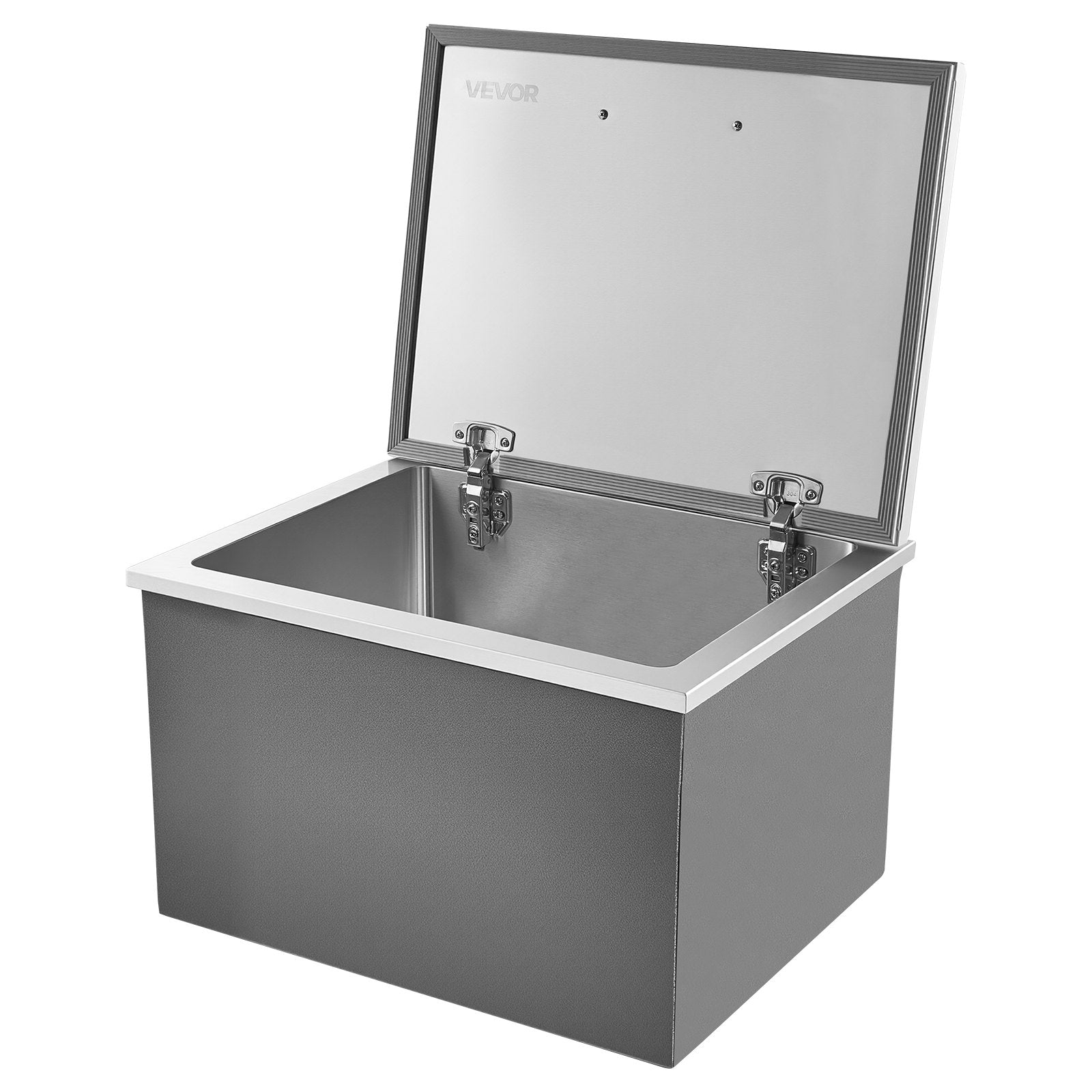 Stainless Steel Drop-In Ice Chest Cooler with Flip Lid, 113.7 Quart, Ideal for Outdoor Kitchens, Bars, and Patios, Includes Drain Pipe for Cold Wine and Beer Storage