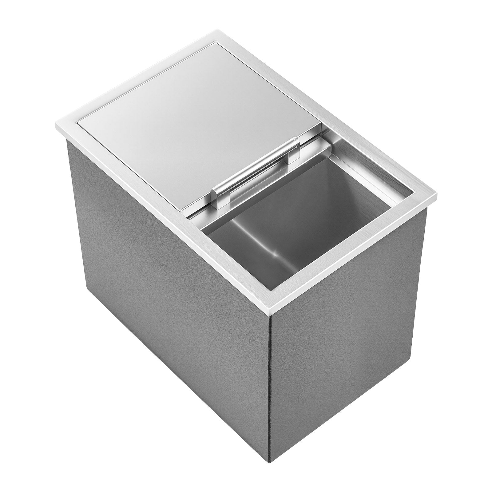 Stainless Steel Drop-in Ice Chest Cooler with Sliding Lid, 28.6 Quart Capacity for Outdoor Kitchen, Bar, Wine, Beer - Includes Drain-pipe Set, Easy to Clean, Insulated for 24H, Patio Use