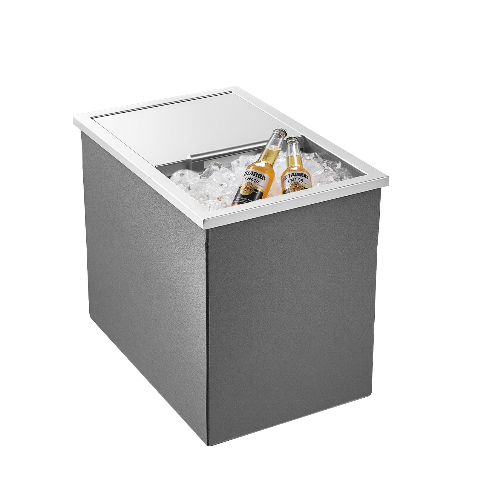 Stainless Steel Drop-in Ice Chest Cooler with Sliding Lid, 28.6 Quart Capacity for Outdoor Kitchen, Bar, Wine, Beer - Includes Drain-pipe Set, Easy to Clean, Insulated for 24H, Patio Use
