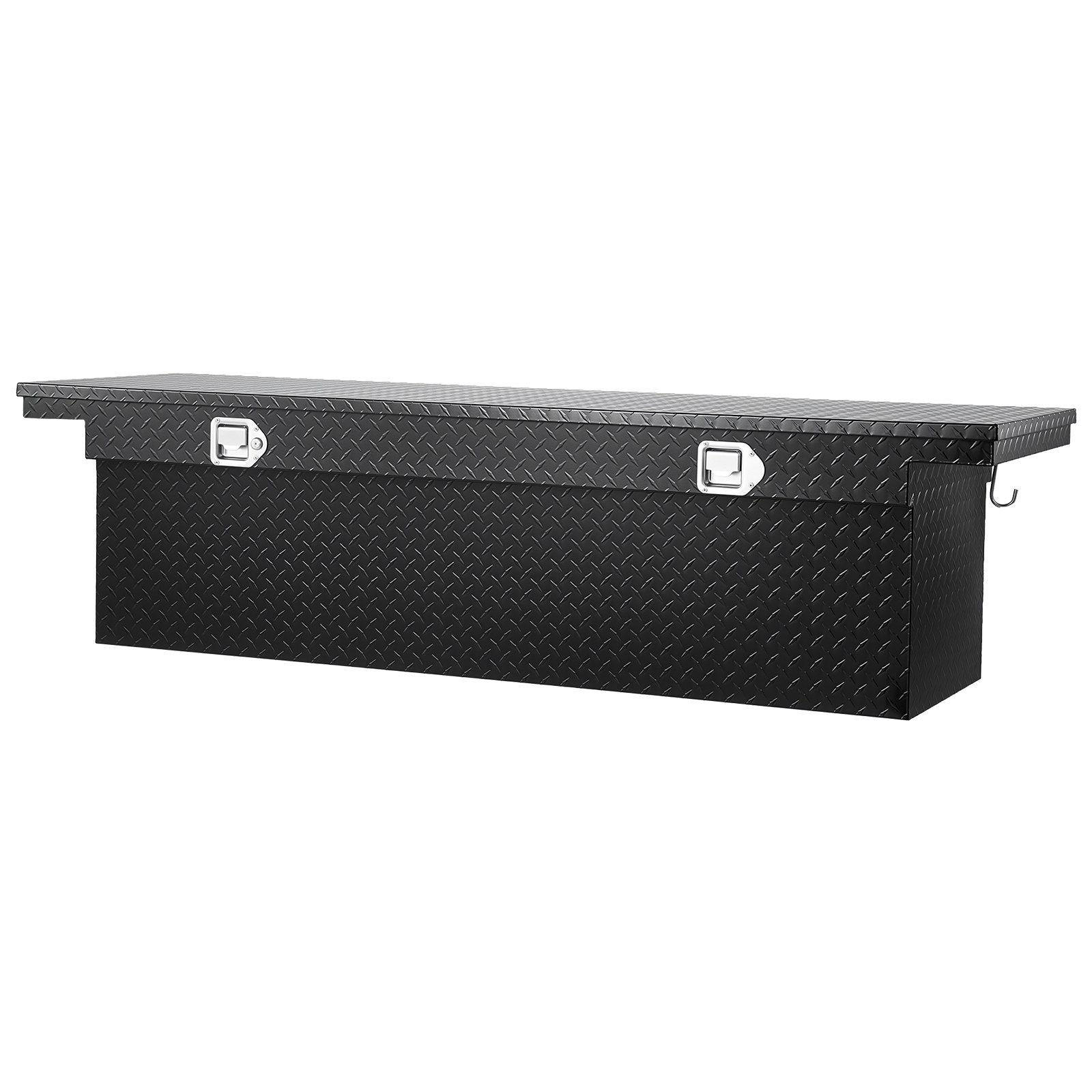 Heavy Duty 72x20x14 Inch Aluminum Crossover Truck Tool Box, Diamond Texture, Waterproof, Locking Storage Organizer for RVs and Pickups, Black