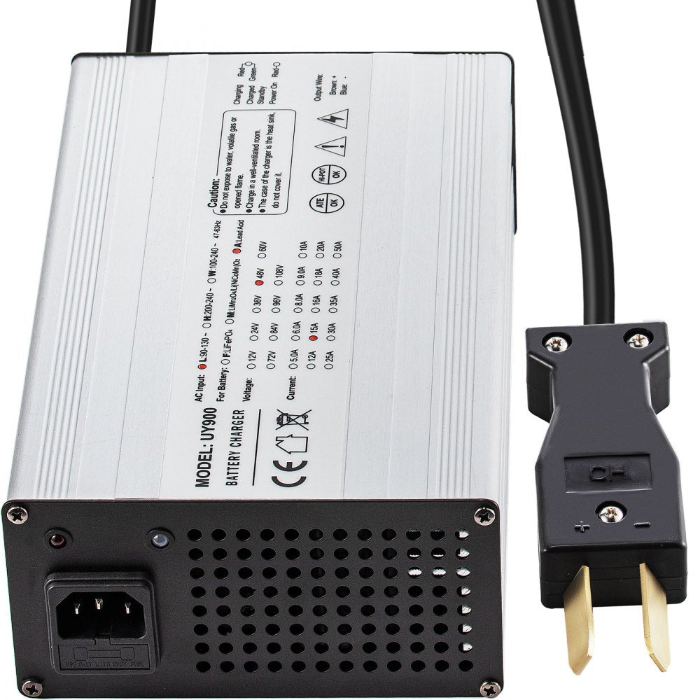 VEVOR Golf Cart Battery Charger 36V Club Car Charger 18A Golf Cart Electric Charger Splayed Plug / LED Club Car Battery Charger Aluminum Shell Power Wise Golf Cart Battery Charger for Ez Go Yamaha