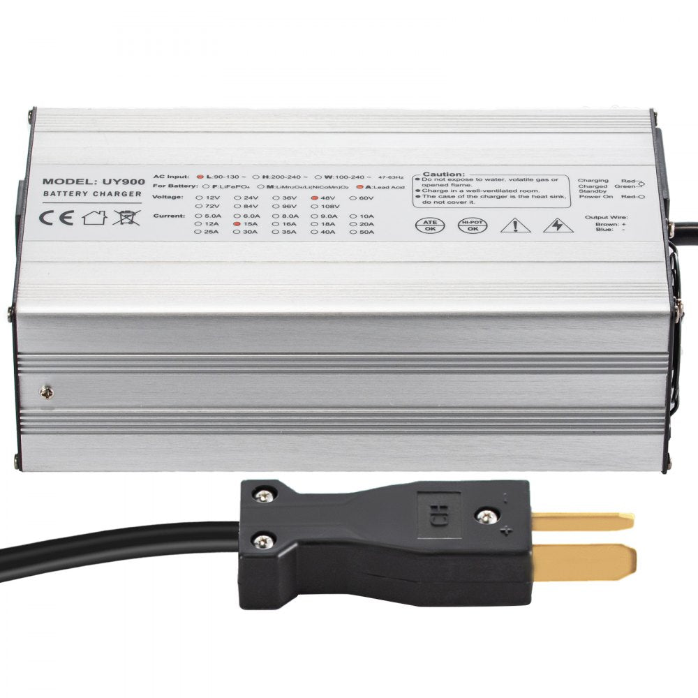 VEVOR Golf Cart Battery Charger 36V Club Car Charger 18A Golf Cart Electric Charger Splayed Plug / LED Club Car Battery Charger Aluminum Shell Power Wise Golf Cart Battery Charger for Ez Go Yamaha