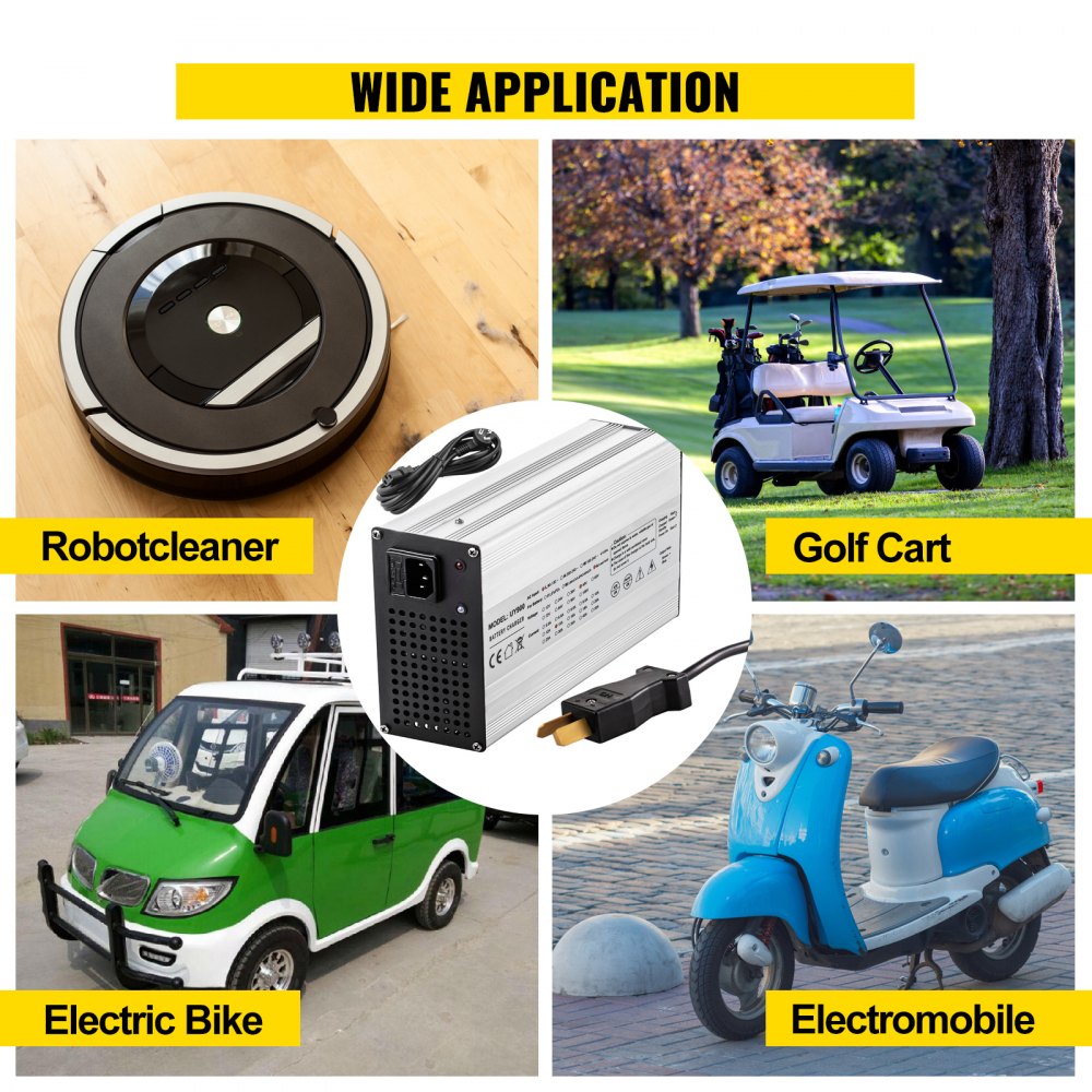 VEVOR Golf Cart Battery Charger 36V Club Car Charger 18A Golf Cart Electric Charger Splayed Plug / LED Club Car Battery Charger Aluminum Shell Power Wise Golf Cart Battery Charger for Ez Go Yamaha