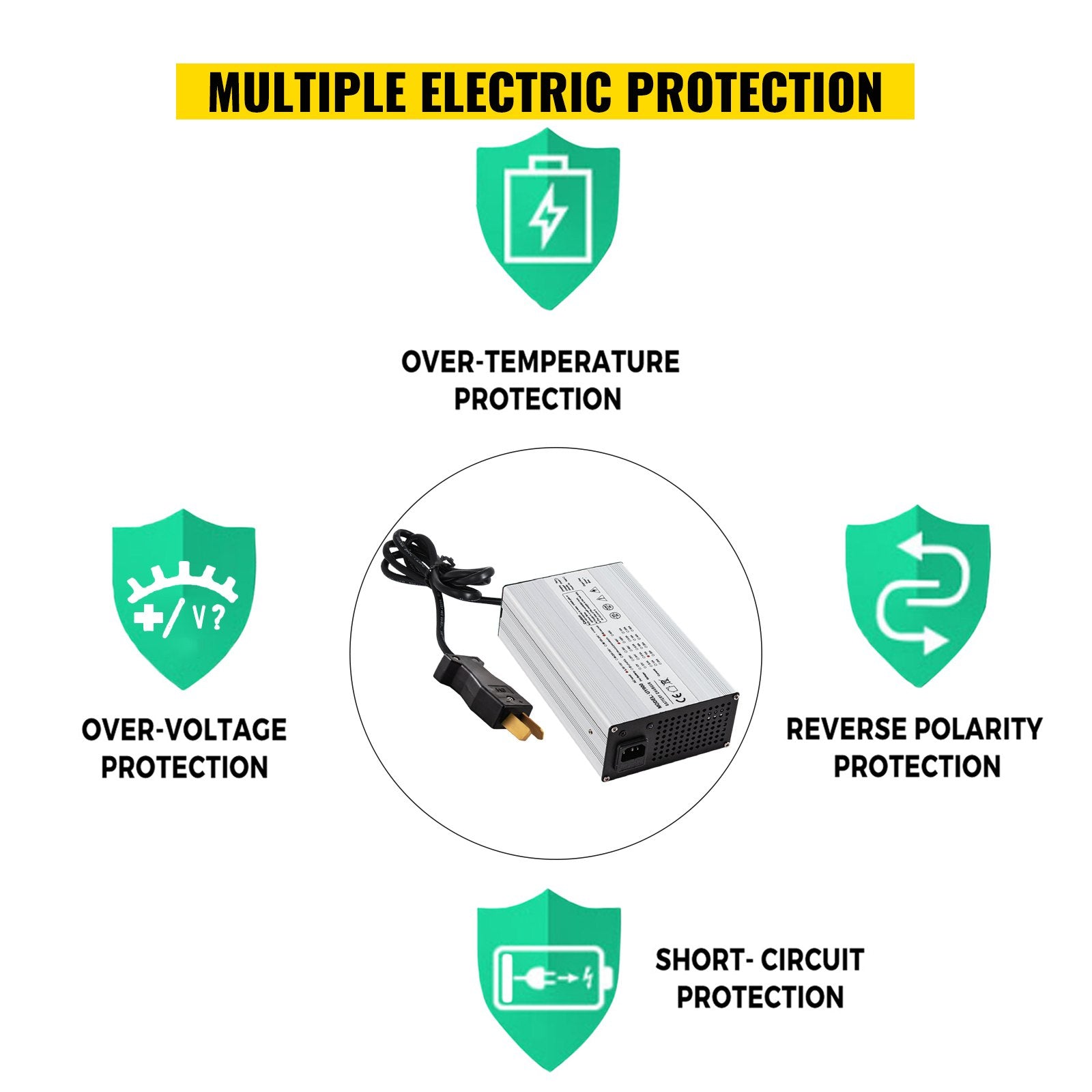 High-Efficiency 36V Golf Cart Battery Charger, 18A Output, Aluminum Shell, LED Display, Compatible with Club Car, Ez Go, Yamaha, Star, and Taylor Dunn