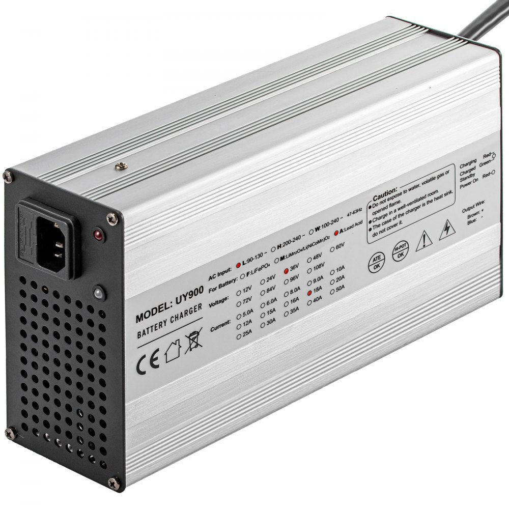 VEVOR Golf Cart Battery Charger 48V Club Car Charger 15A Golf Cart Electric Charger 3 Pin Plug Round / LED Club Car Battery Charger Aluminum Shell Power Wise Golf Cart Battery Charger for Ez Go Yamaha