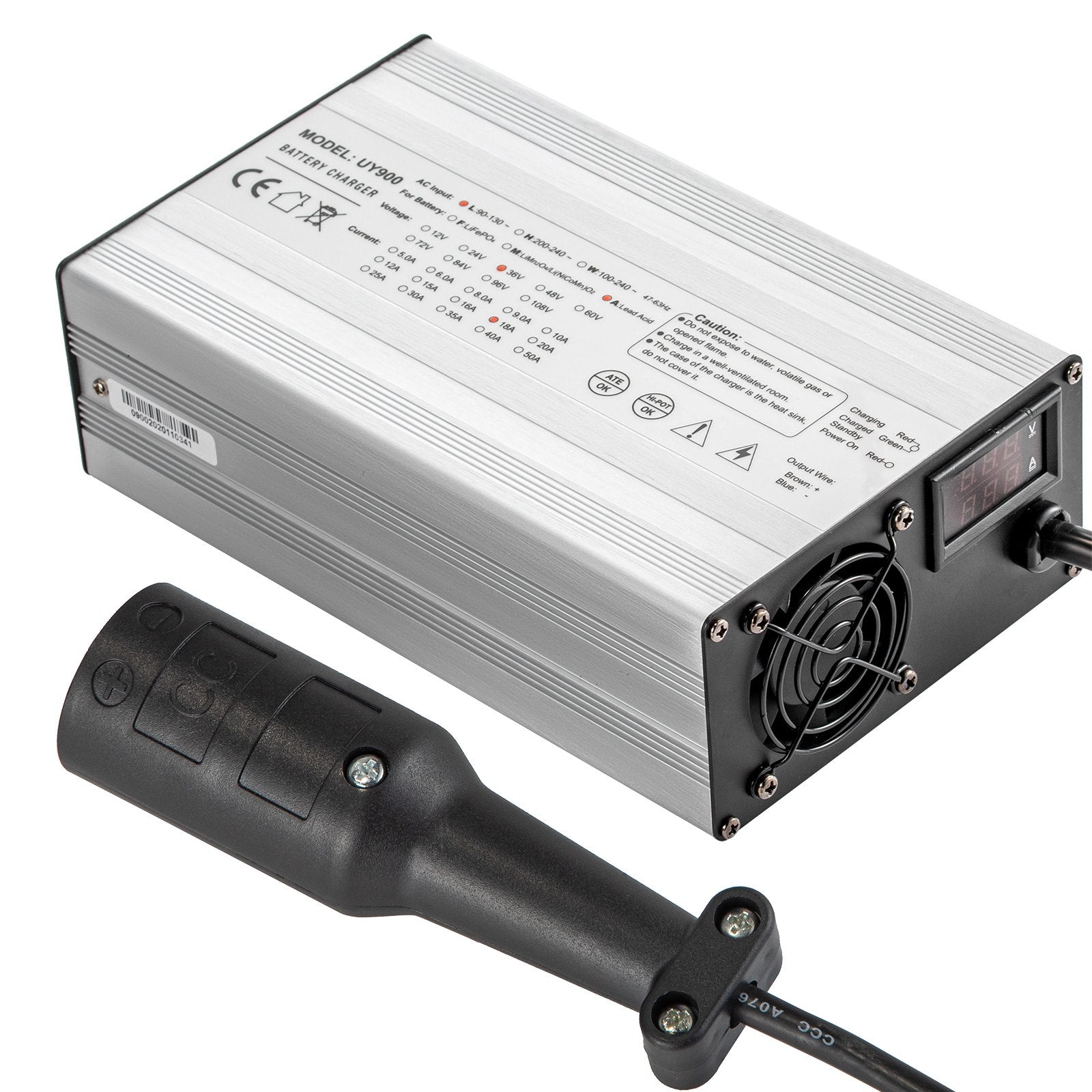 High-Efficiency 48V 15A Golf Cart Battery Charger for Club Car, Ez Go, Yamaha with 3 Pin Plug, LED Display, Aluminum Shell & Intelligent Charging Mode