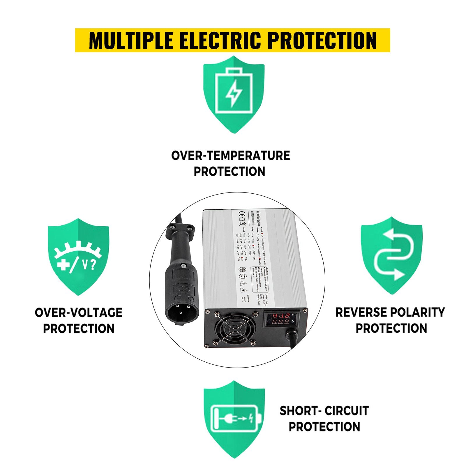 High-Efficiency 48V 15A Golf Cart Battery Charger for Club Car, Ez Go, Yamaha with 3 Pin Plug, LED Display, Aluminum Shell & Intelligent Charging Mode