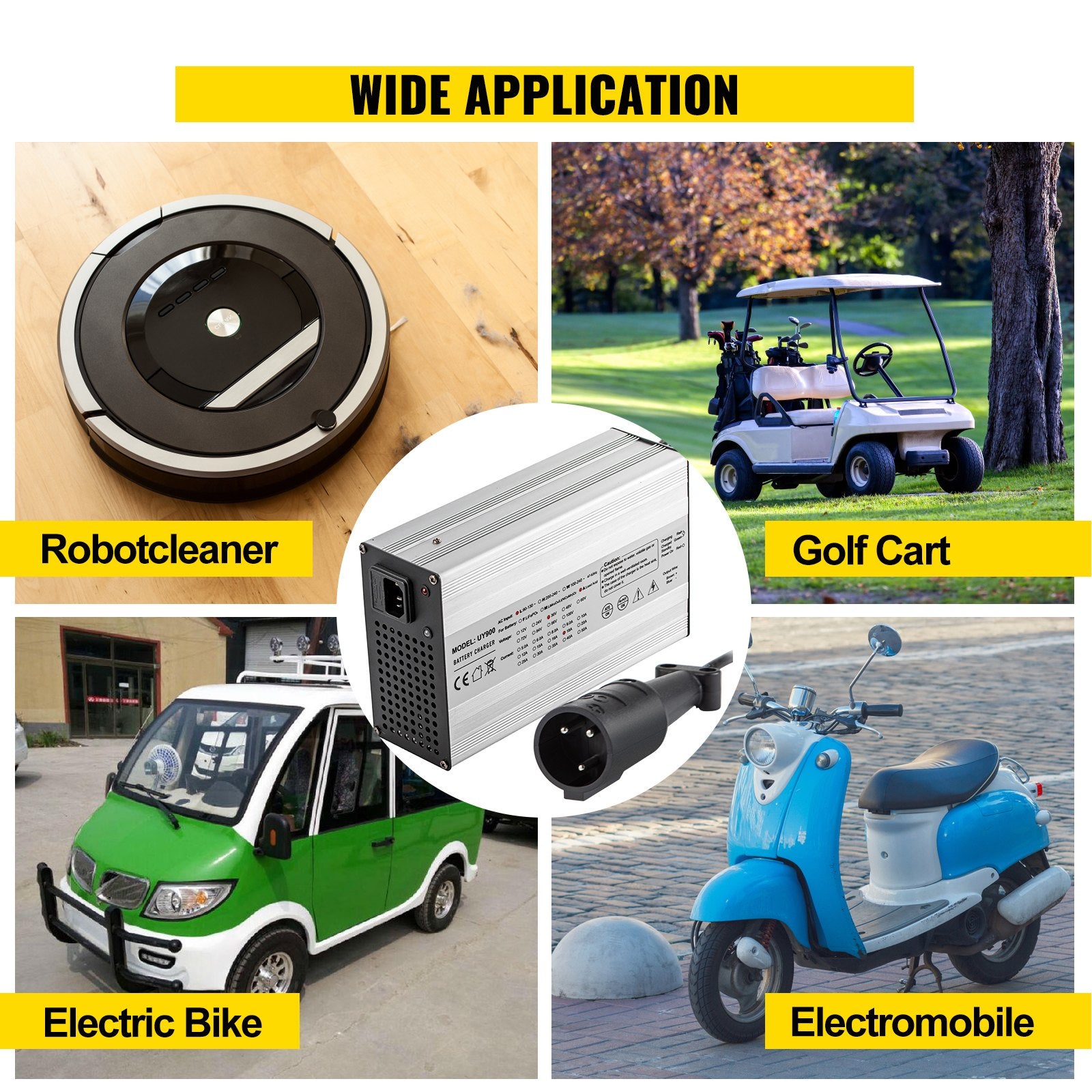 High-Efficiency 48V 15A Golf Cart Battery Charger for Club Car, Ez Go, Yamaha with 3 Pin Plug, LED Display, Aluminum Shell & Intelligent Charging Mode